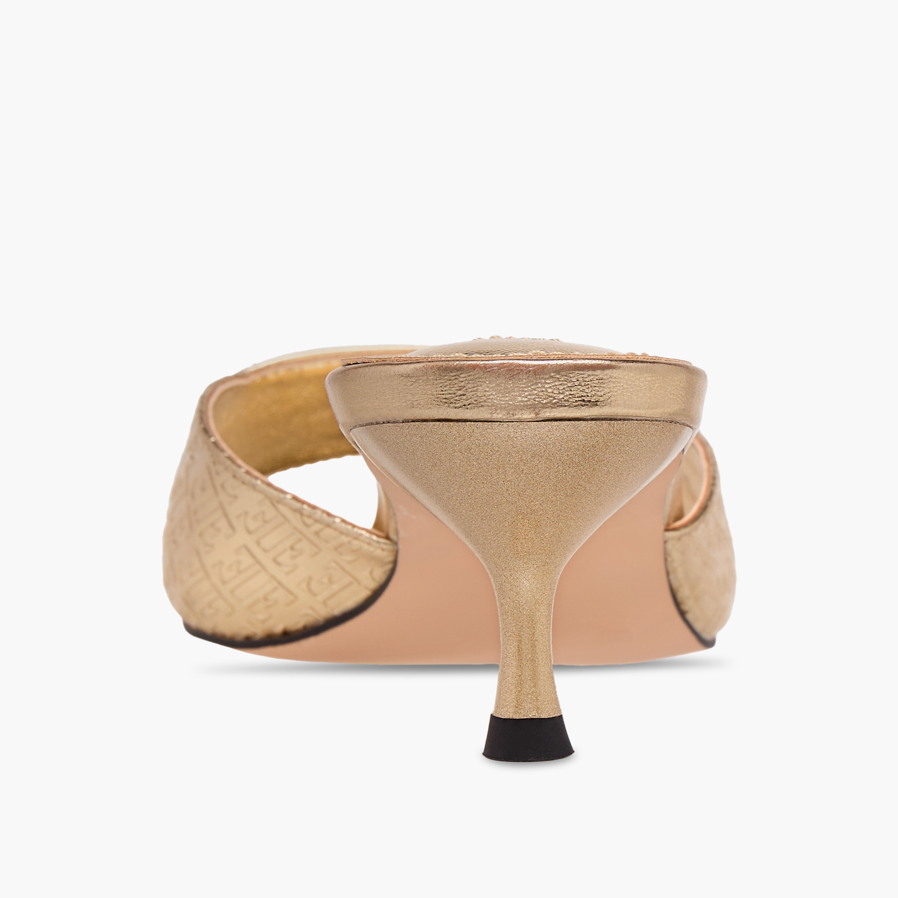 Elle Women's Monogram Embossed Slip-On Sandals with Kitten Heels-women-shoes-sandals-heeled-image-5