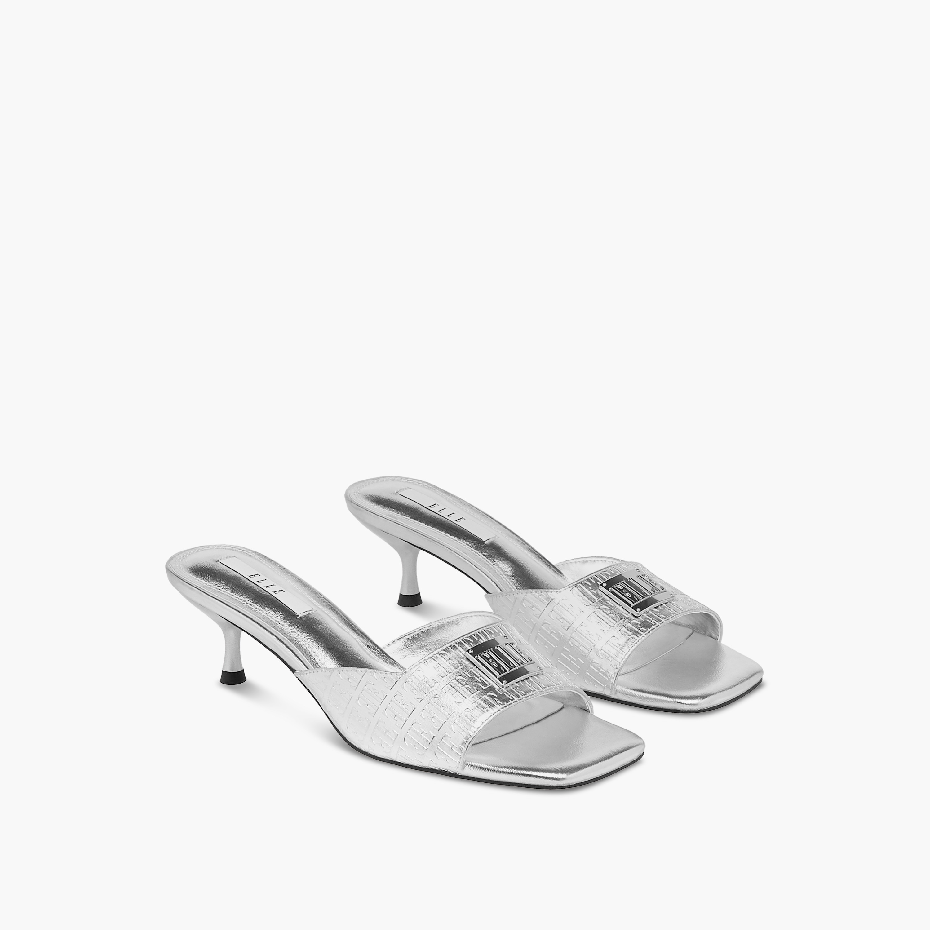 صندل سهل الارتداء بنقوش مونوجرام وكعب صغير للنساء من إيل-women-shoes-sandals-heeled-image-1