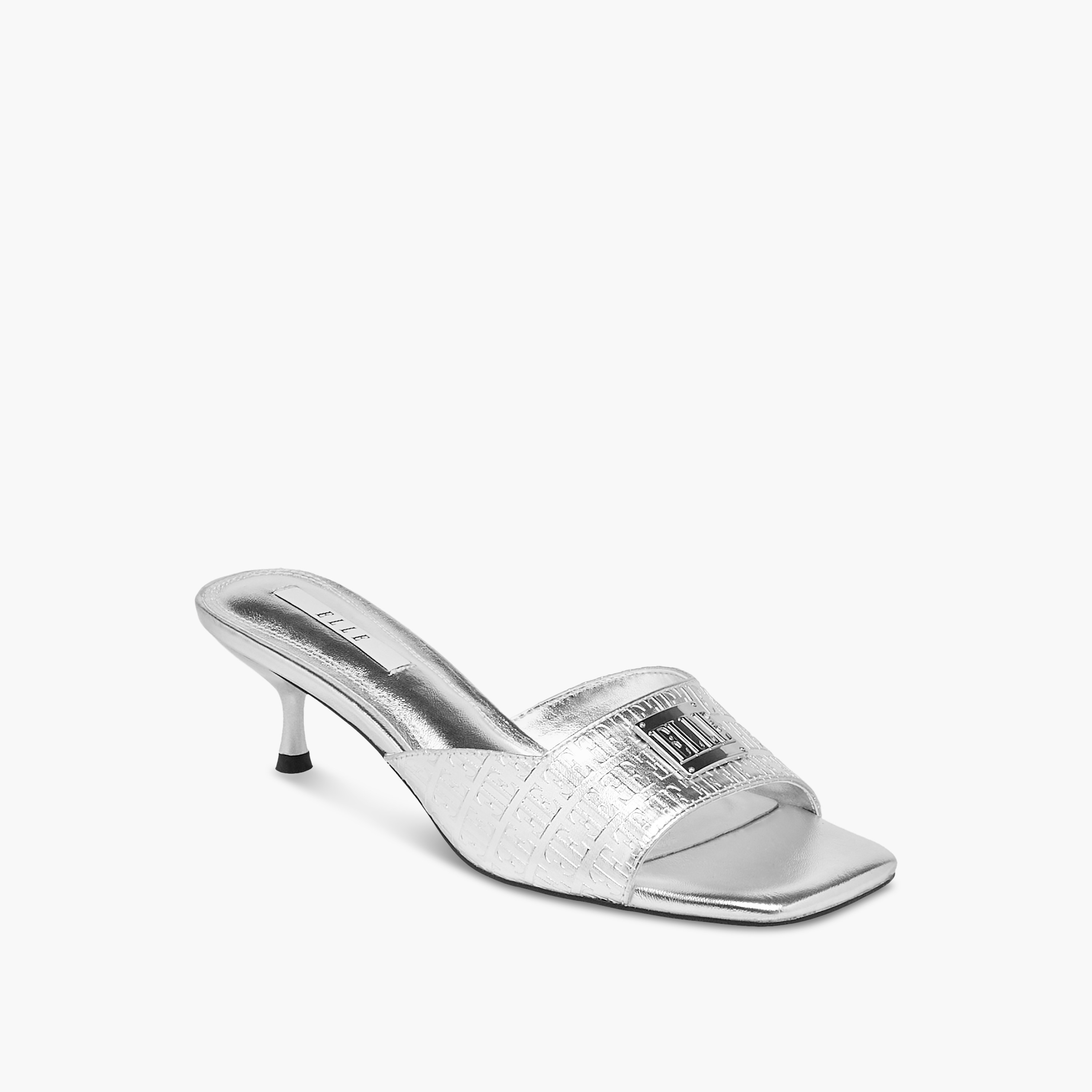 صندل سهل الارتداء بنقوش مونوجرام وكعب صغير للنساء من إيل-women-shoes-sandals-heeled-image-2