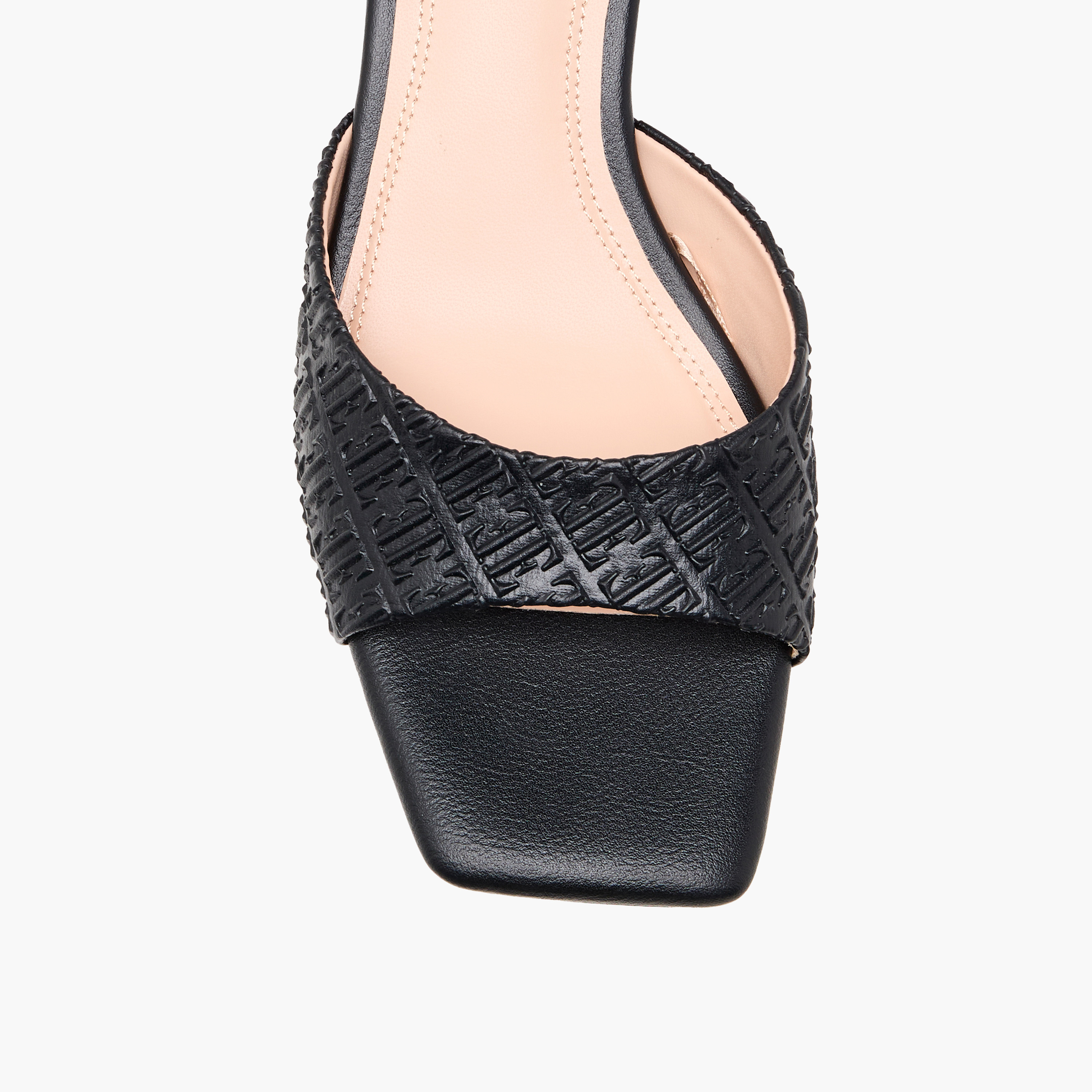 Elle Women Monogram Embossed Kitten Heel Sandals-women-shoes-sandals-heeled-image-4