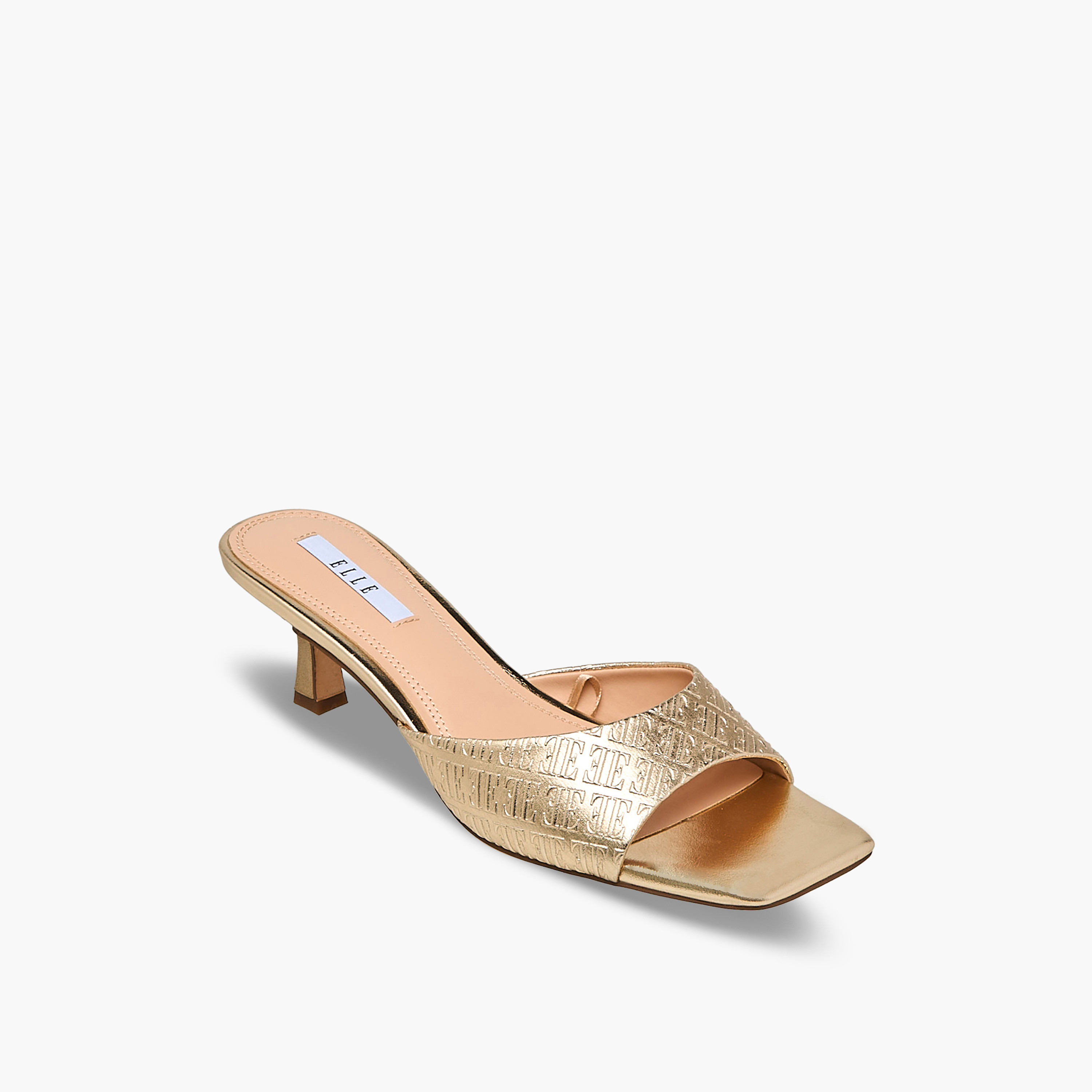 Elle Women Monogram Embossed Kitten Heel Sandals-women-shoes-sandals-heeled-image-2