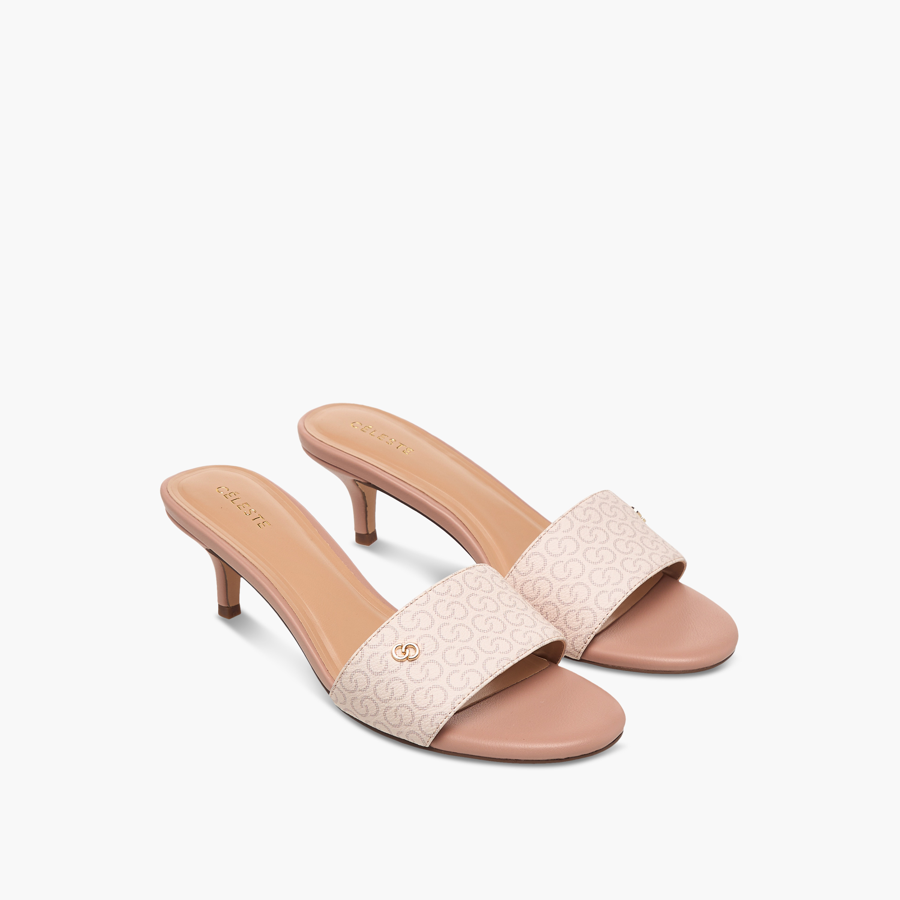 Celeste Women's Monogram Print Open Toe Sandals with Kitten Heels-women-shoes-sandals-heeled-image-6