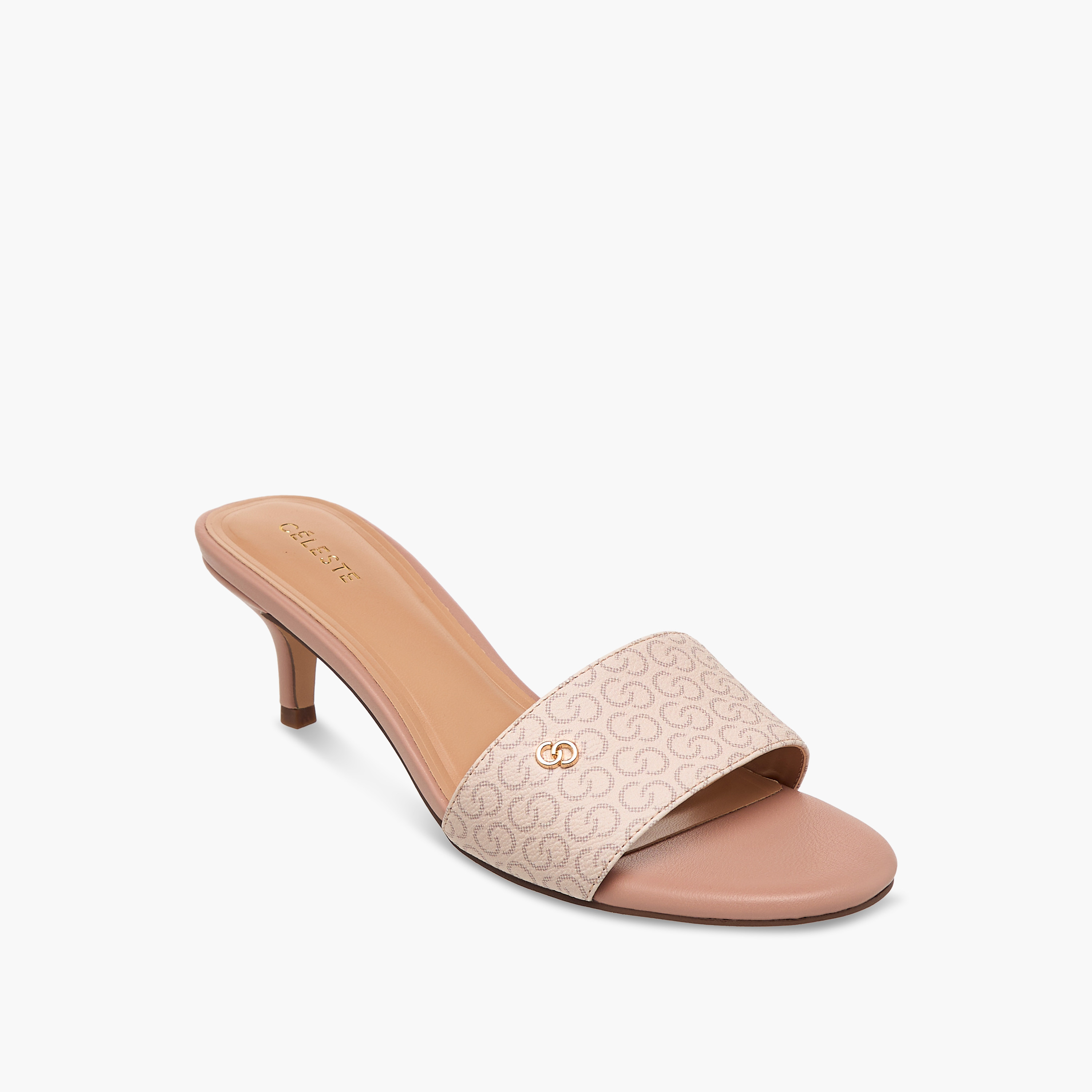 Celeste Women's Monogram Print Open Toe Sandals with Kitten Heels-women-shoes-sandals-heeled-image-7