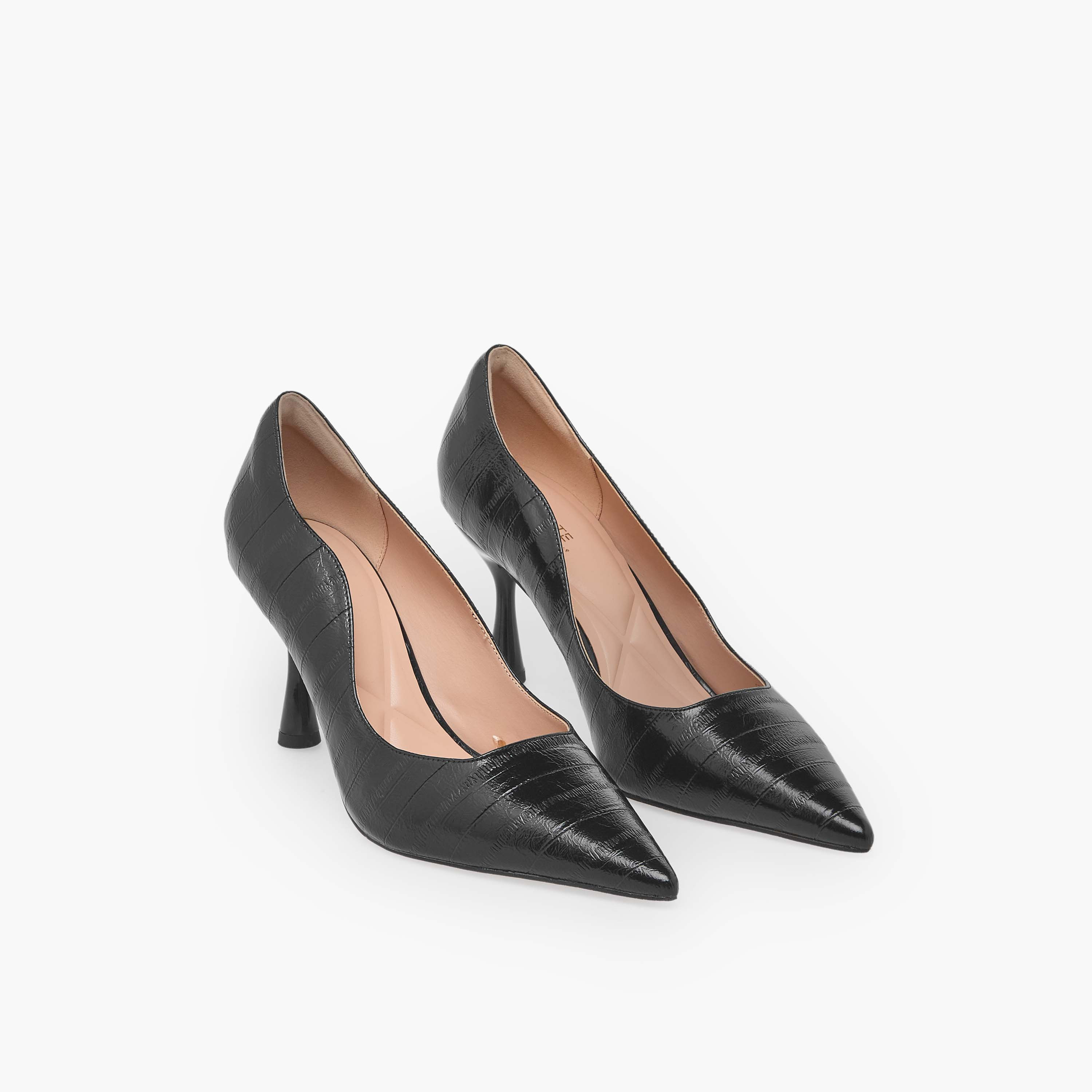 Celeste Women Textured Pointed Toe Stiletto Heel Pumps-women-shoes-sandals-heeled-image-1