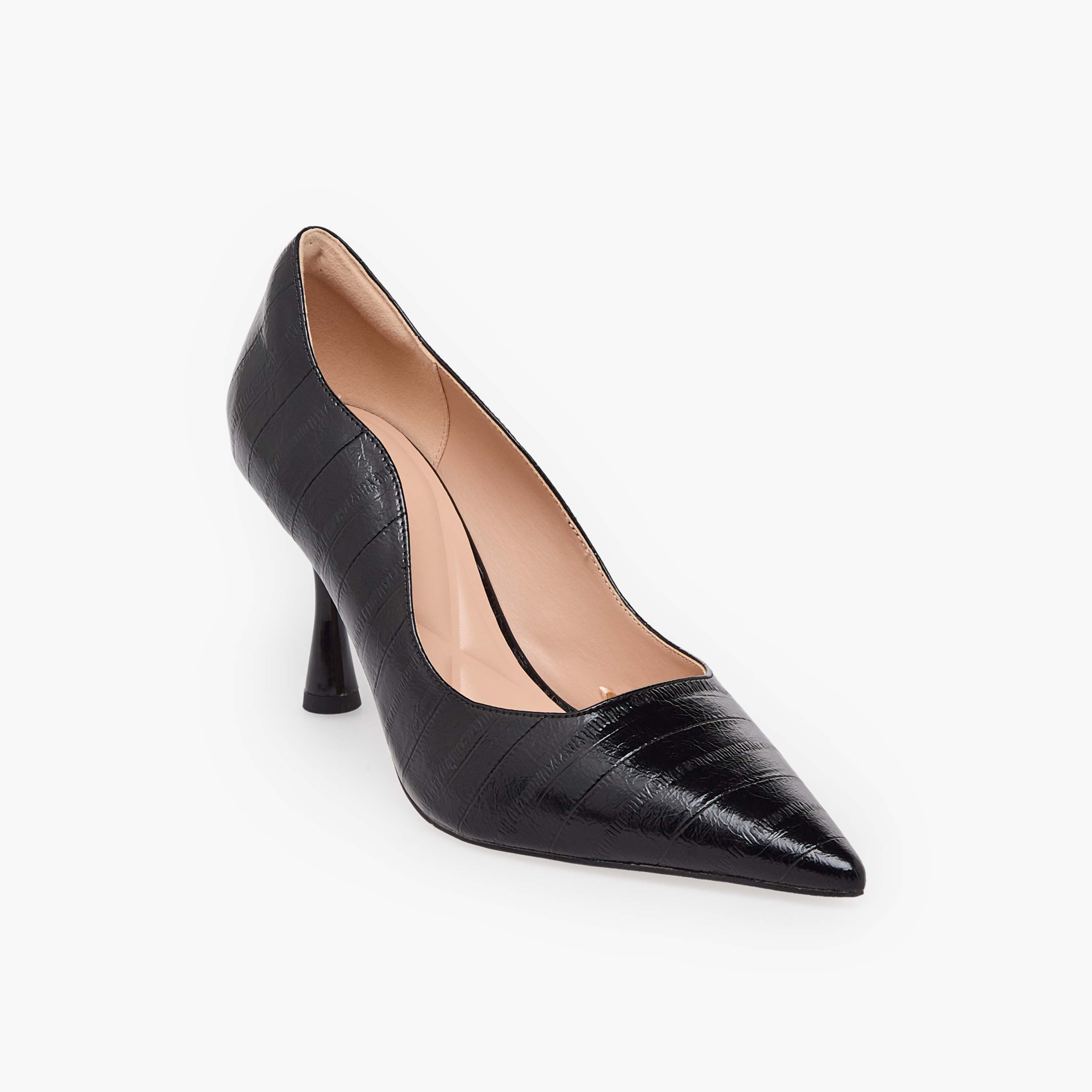 Celeste Women Textured Pointed Toe Stiletto Heel Pumps-women-shoes-sandals-heeled-image-2