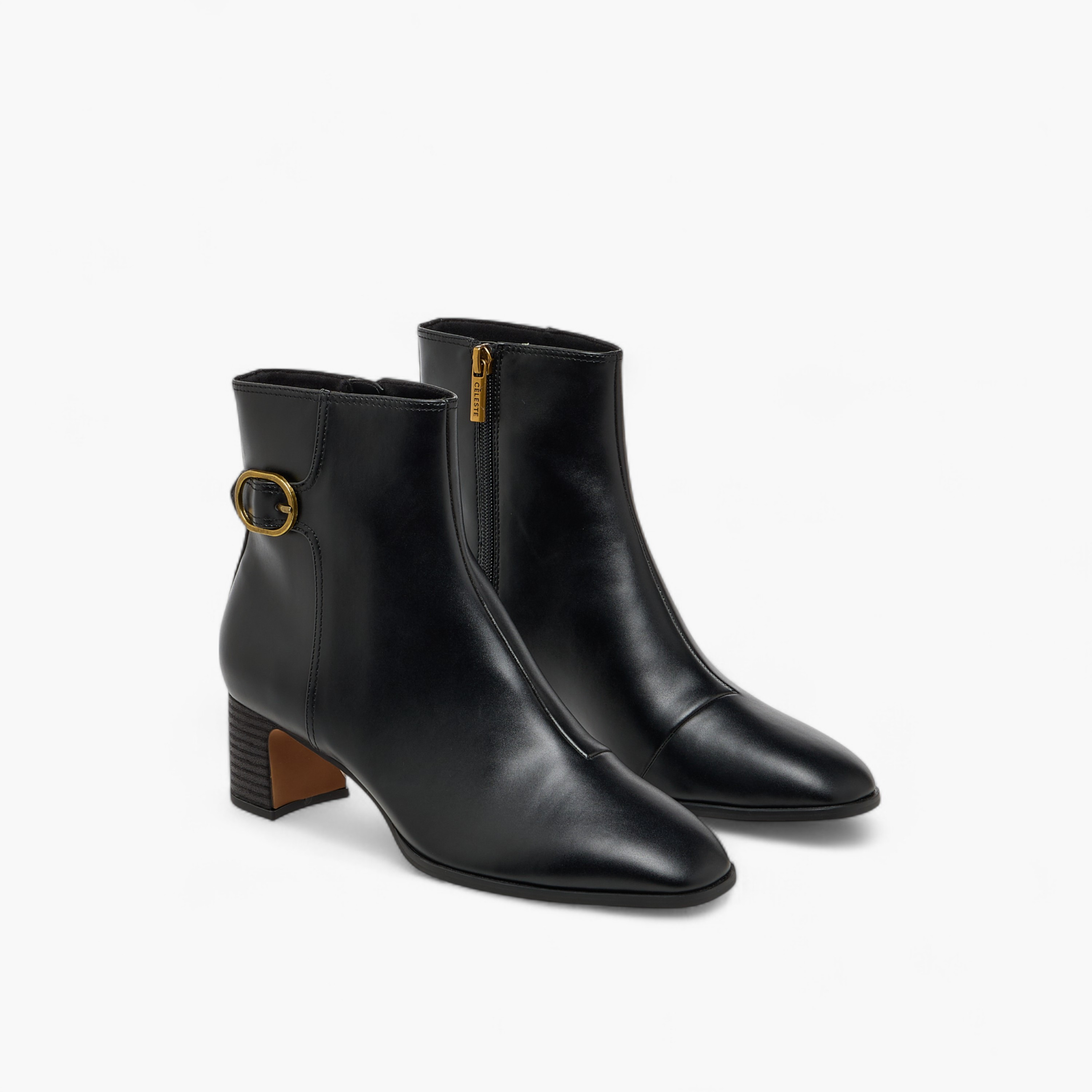 بوت بطول الكاحل وزينة إبزيم وكعب سميك وسحاب إغلاق للنساء من سيليست-women-shoes-boots-image-1