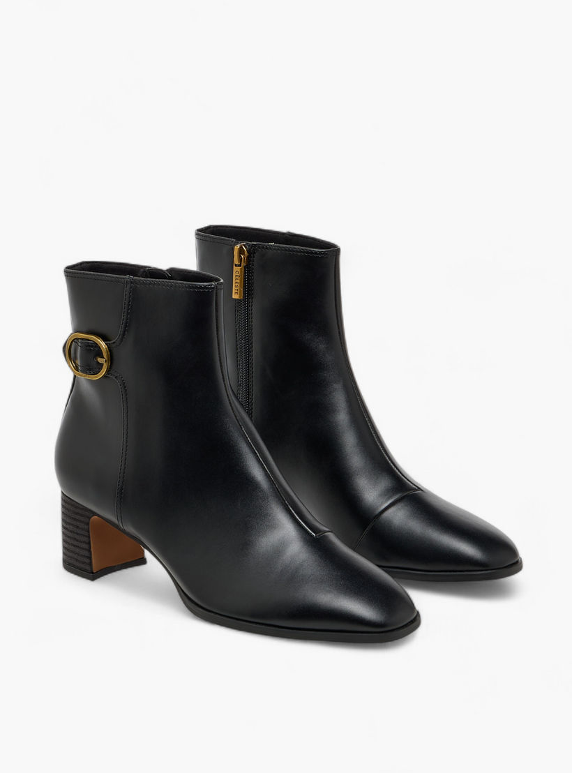 بوت بطول الكاحل وزينة إبزيم وكعب سميك وسحاب إغلاق للنساء من سيليست-women-shoes-boots-image-1