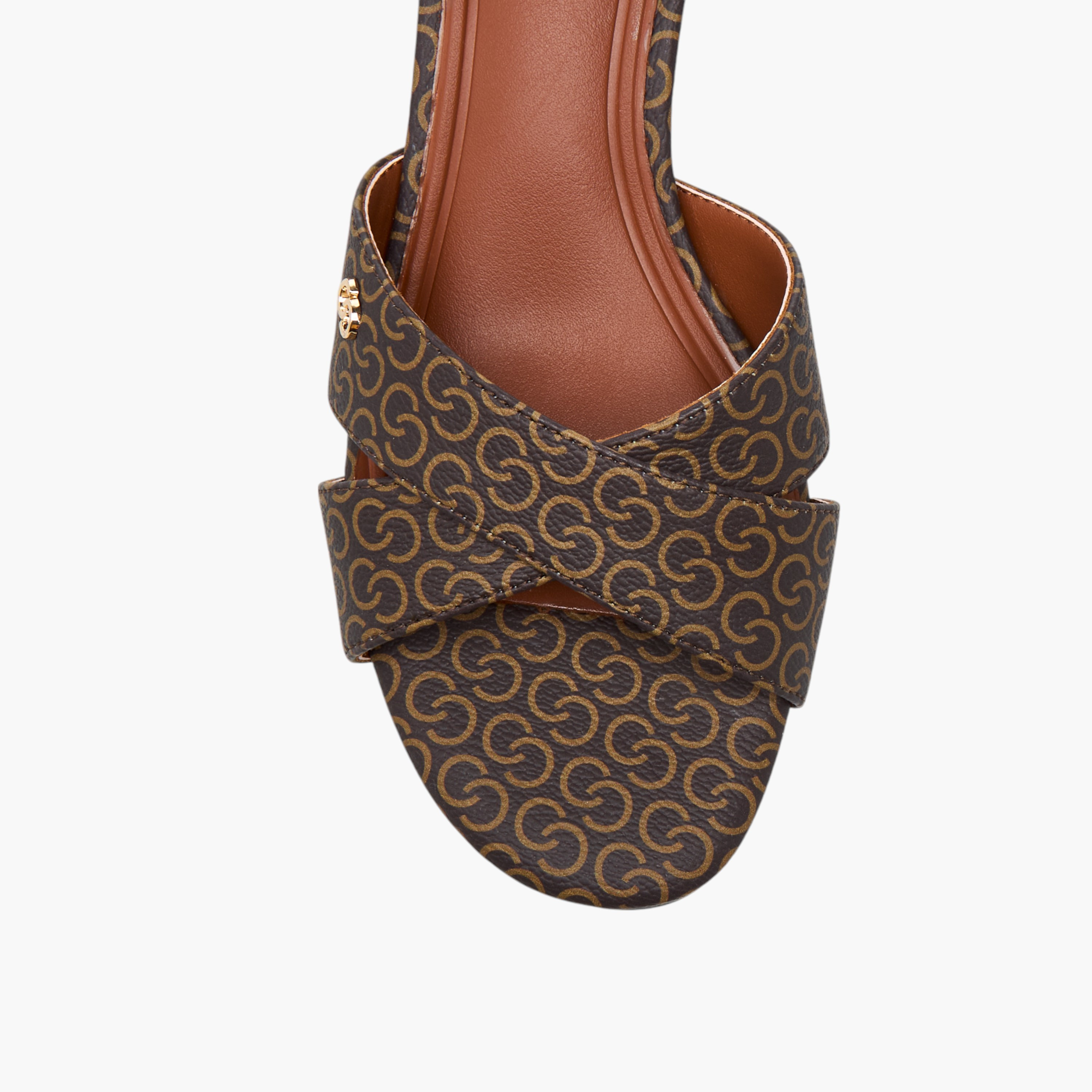 Celeste Women's Monogram Print Cross Strap Sandals with Block Heels-women-shoes-sandals-heeled-image-4