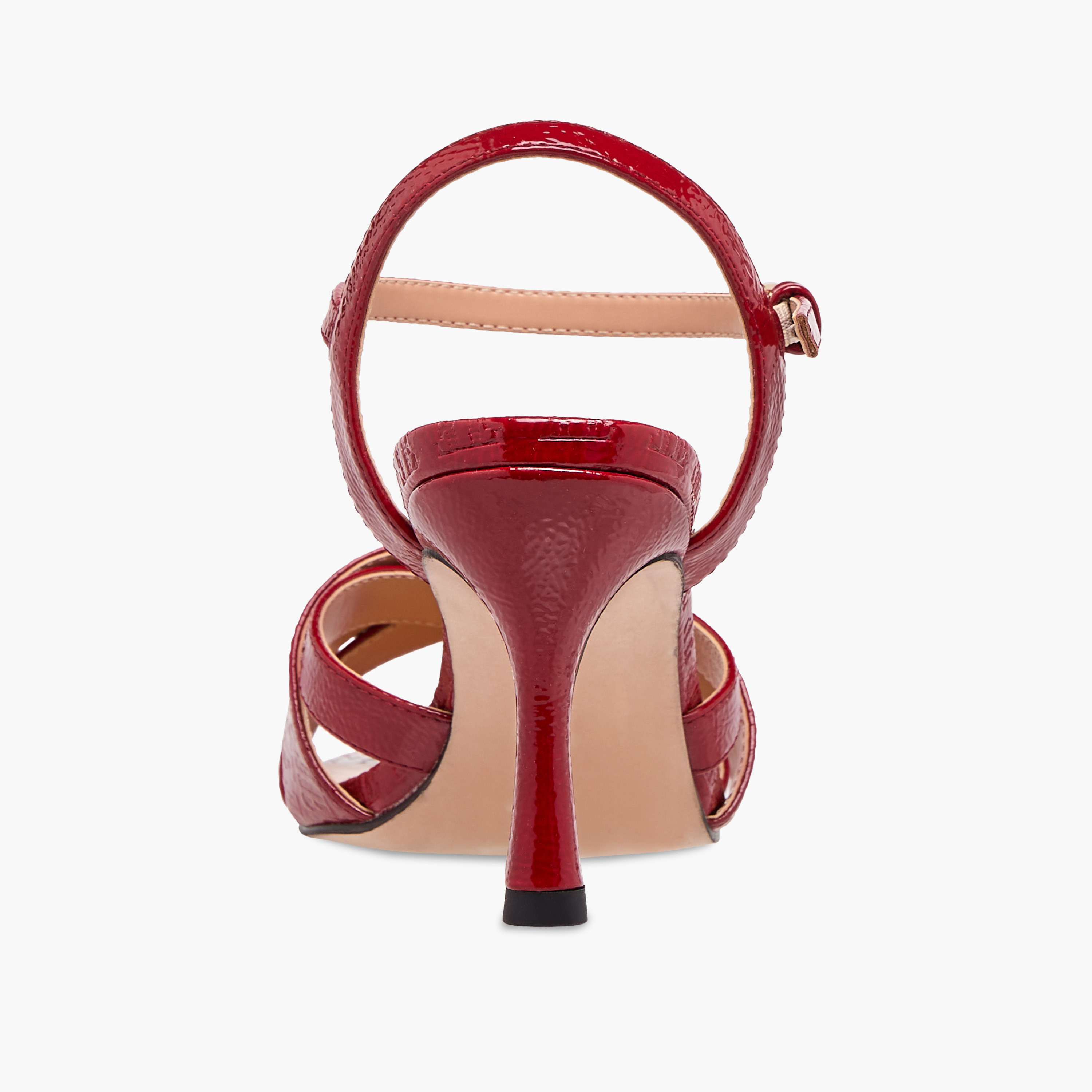 صندل بنقوش مونوجرام وكعب رفيع وإبزيم إغلاق للنساء من إيل-women-shoes-sandals-heeled-image-5