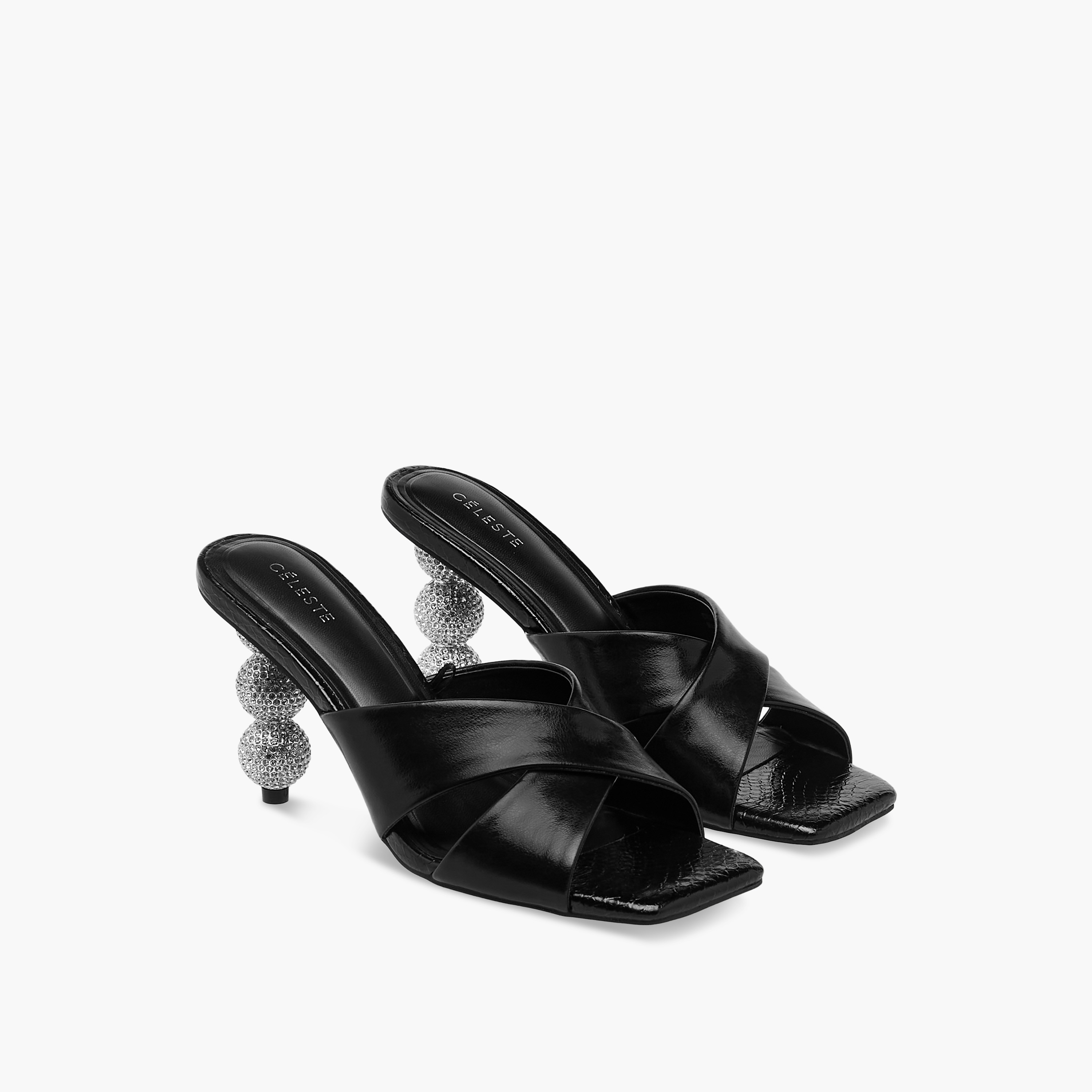 صندل سهل الارتداء بأحزمة متقاطعة وتزيينات وكعب ستيليتو للنساء من سيليست-women-shoes-sandals-heeled-image-1
