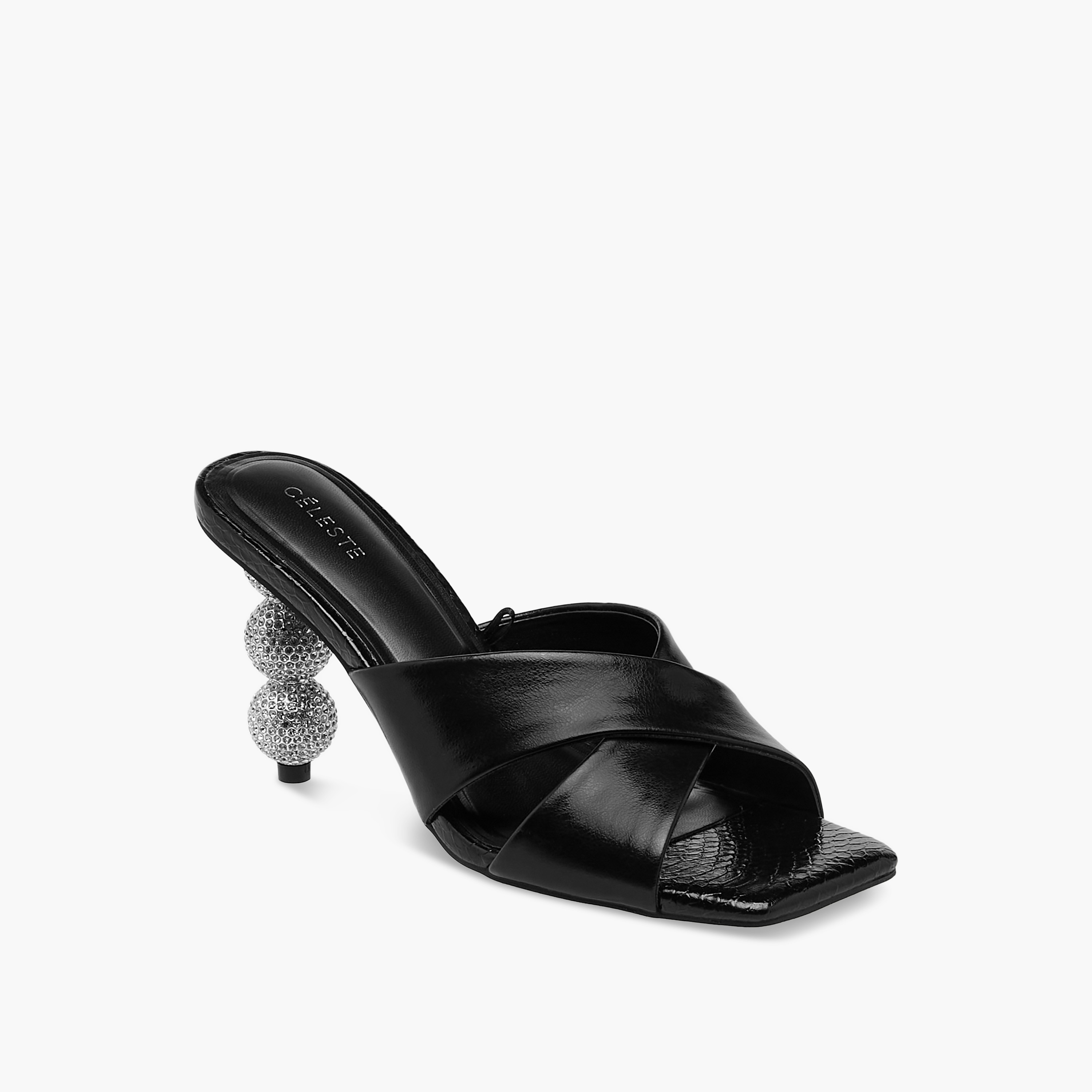 صندل سهل الارتداء بأحزمة متقاطعة وتزيينات وكعب ستيليتو للنساء من سيليست-women-shoes-sandals-heeled-image-2