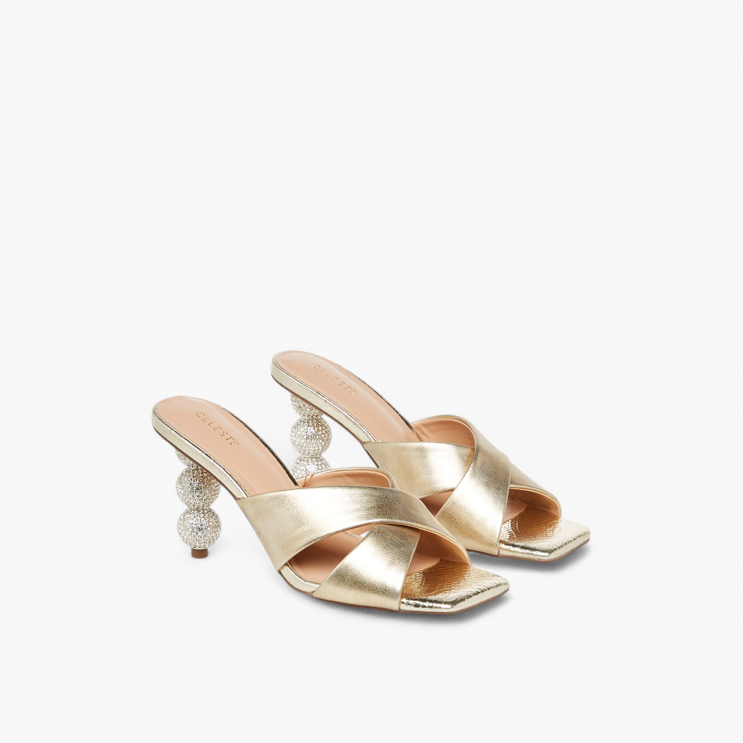 Celeste Women's Embellished Slip-On Cross Strap Sandals with Stiletto Heels-women-shoes-sandals-heeled-image-1