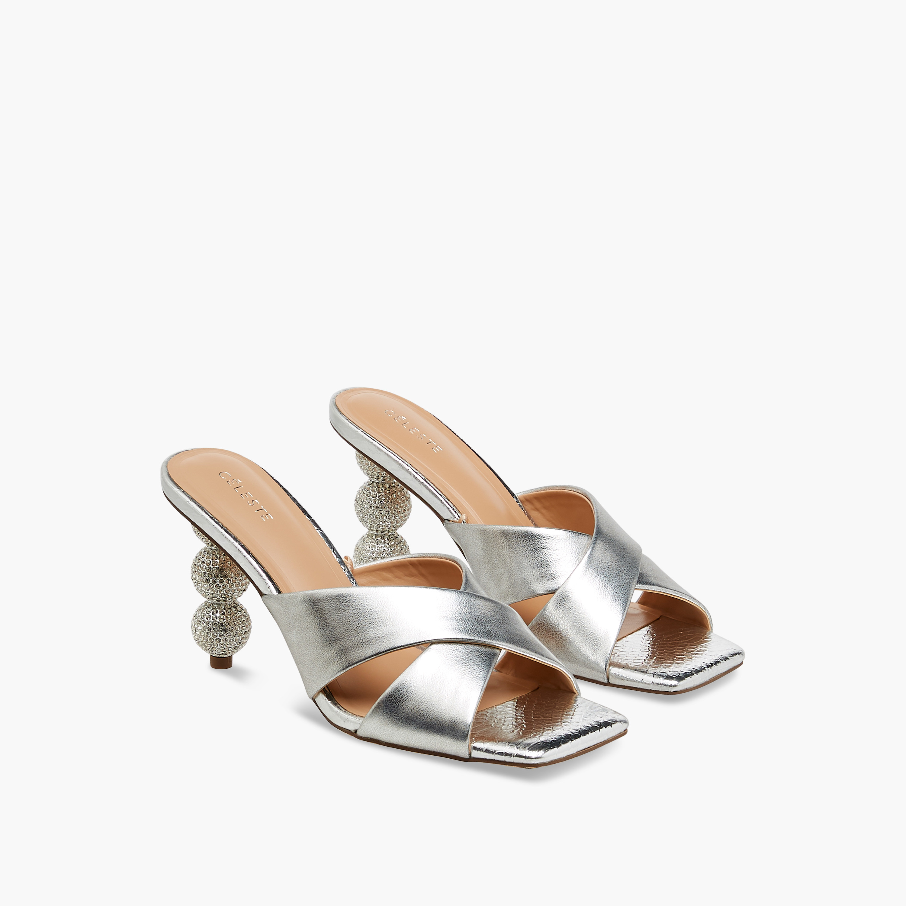 صندل سهل الارتداء بأحزمة متقاطعة وتزيينات وكعب ستيليتو للنساء من سيليست-women-shoes-sandals-heeled-image-1