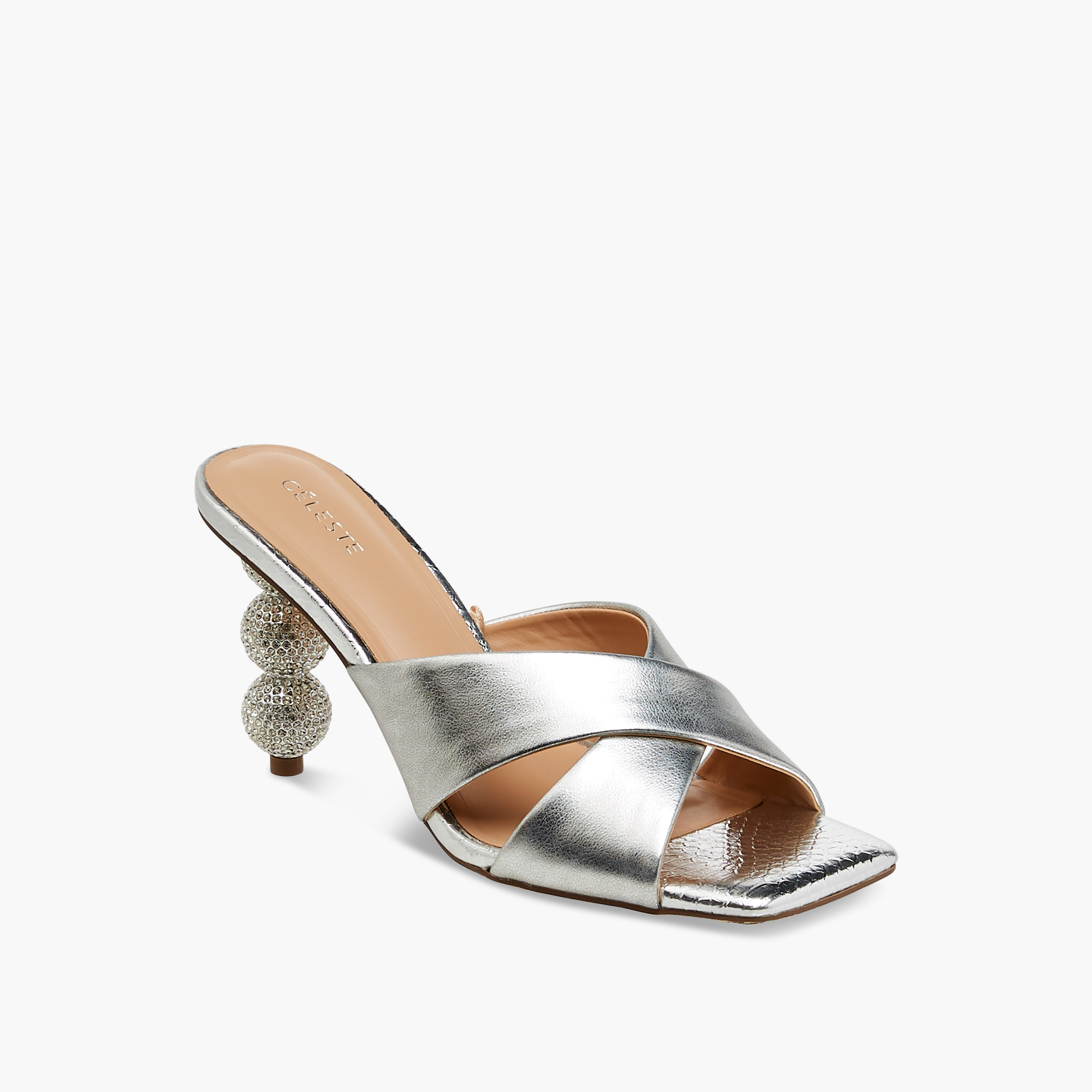 صندل سهل الارتداء بأحزمة متقاطعة وتزيينات وكعب ستيليتو للنساء من سيليست-women-shoes-sandals-heeled-image-2