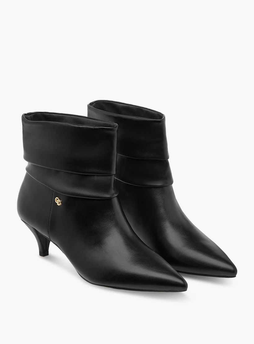 بوت كاحل بتفاصيل ثنيات وكعب صغير للنساء من سيليست-women-shoes-boots-image-1