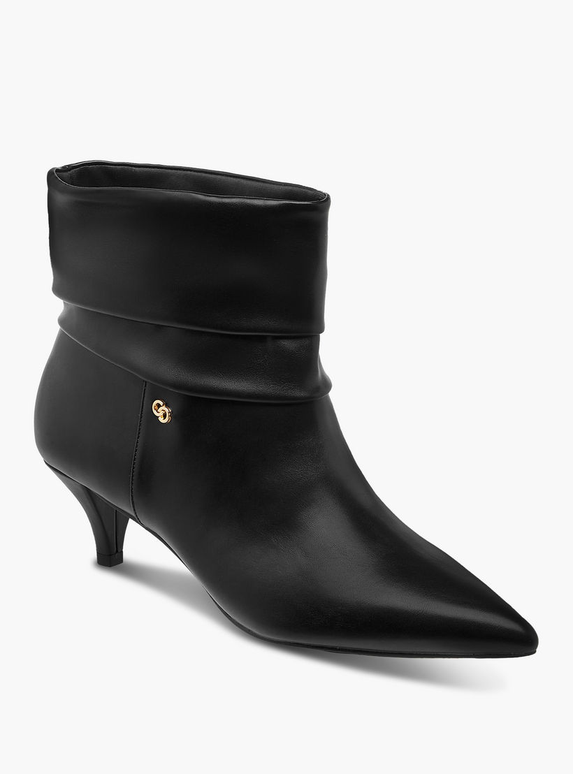 بوت كاحل بتفاصيل ثنيات وكعب صغير للنساء من سيليست-women-shoes-boots-image-3