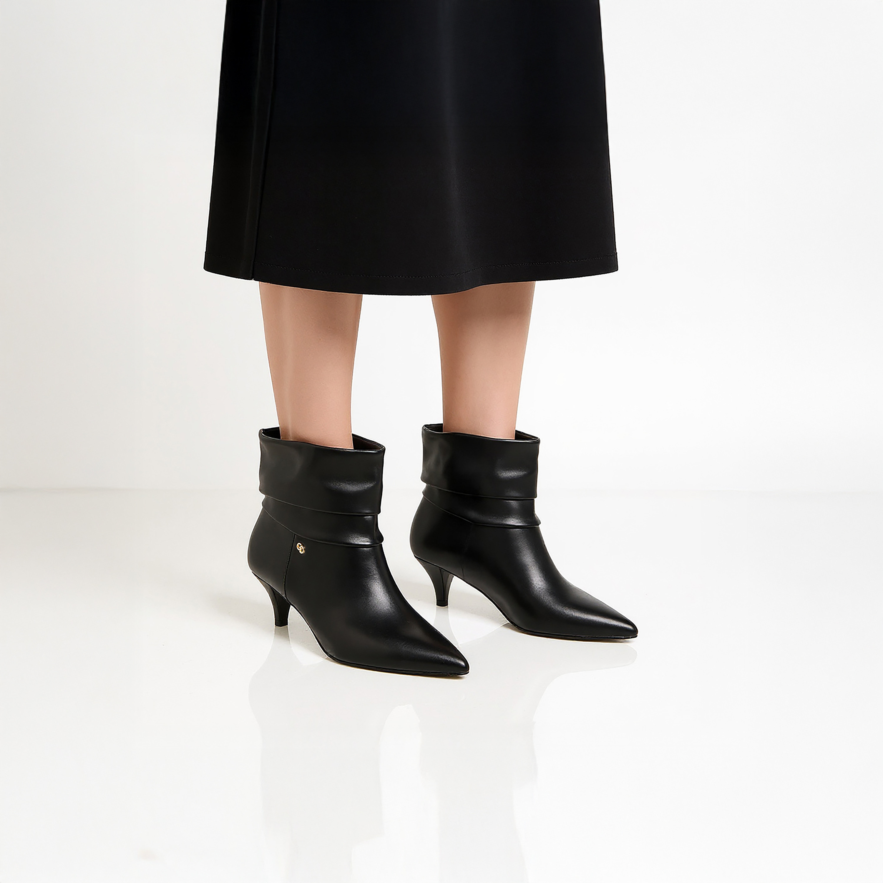 Celeste Women's Ruched Detail Ankle Boots with Kitten Heels-women-shoes-boots-image-2