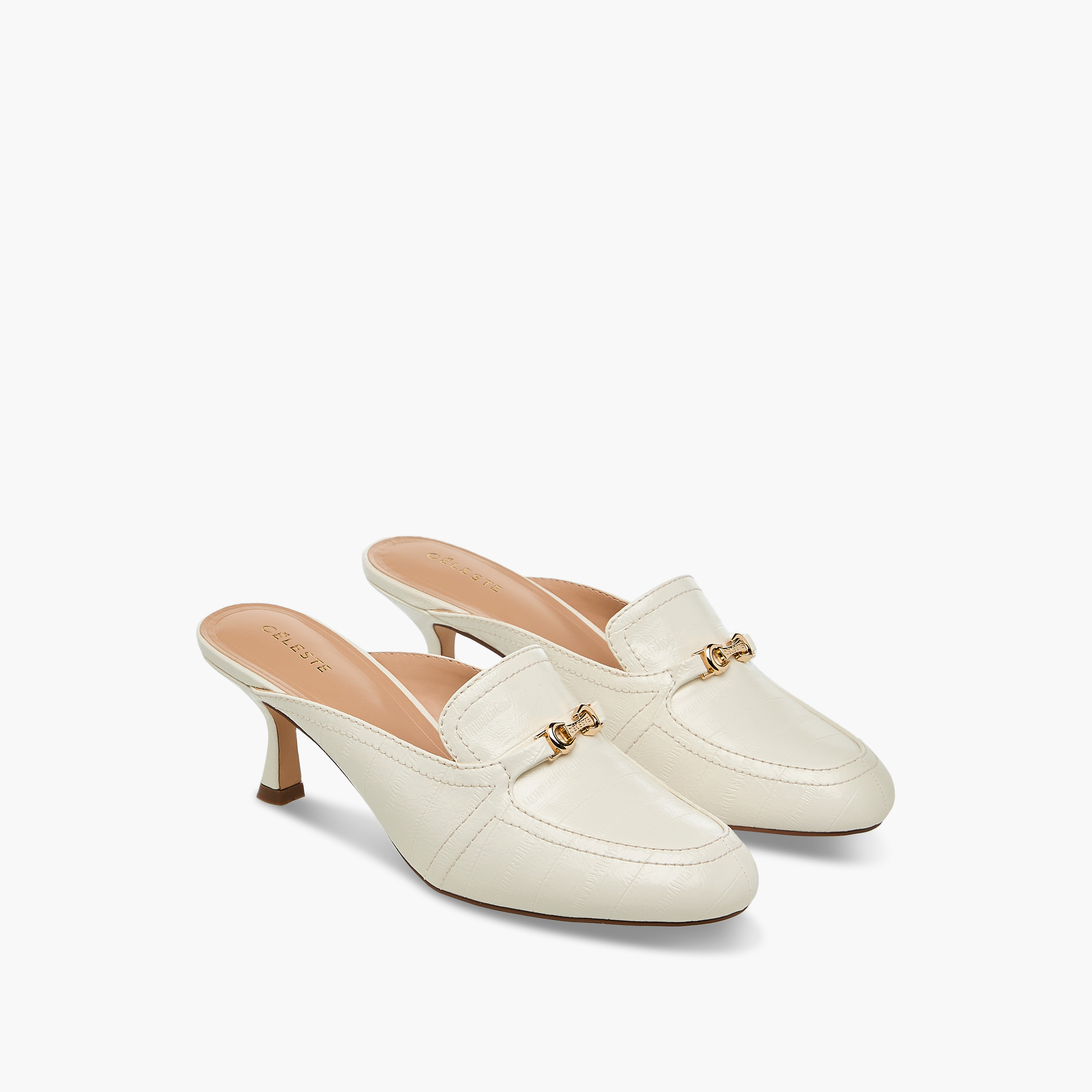 Celeste Women's Metal Accent Slip-On Mules with Kitten Heels-women-shoes-heels-image-1