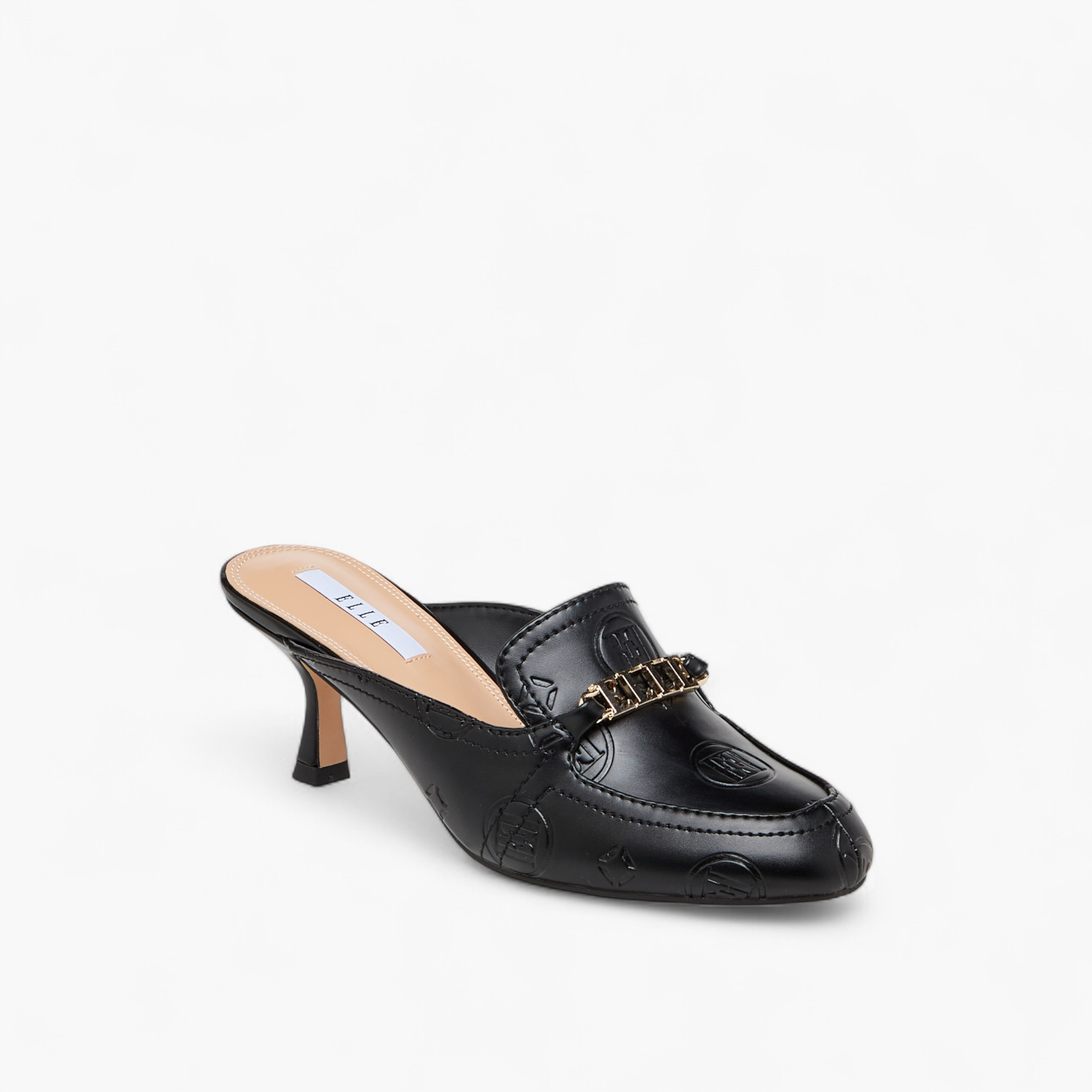 حذاء ميول بنقوش مونوجرام وكعب صغير من إيل-women-shoes-heels-image-2