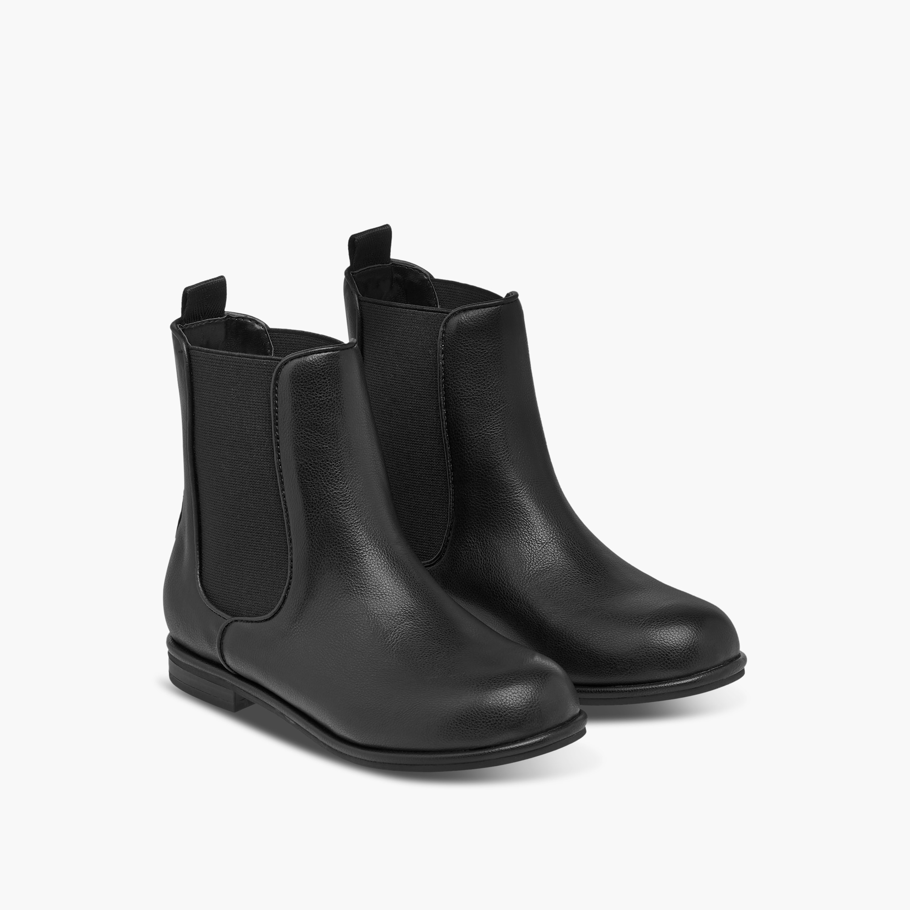Little Missy Solid High Cut Slip-On Boots with Pull Tabs-girls-shoes-boots-image-1