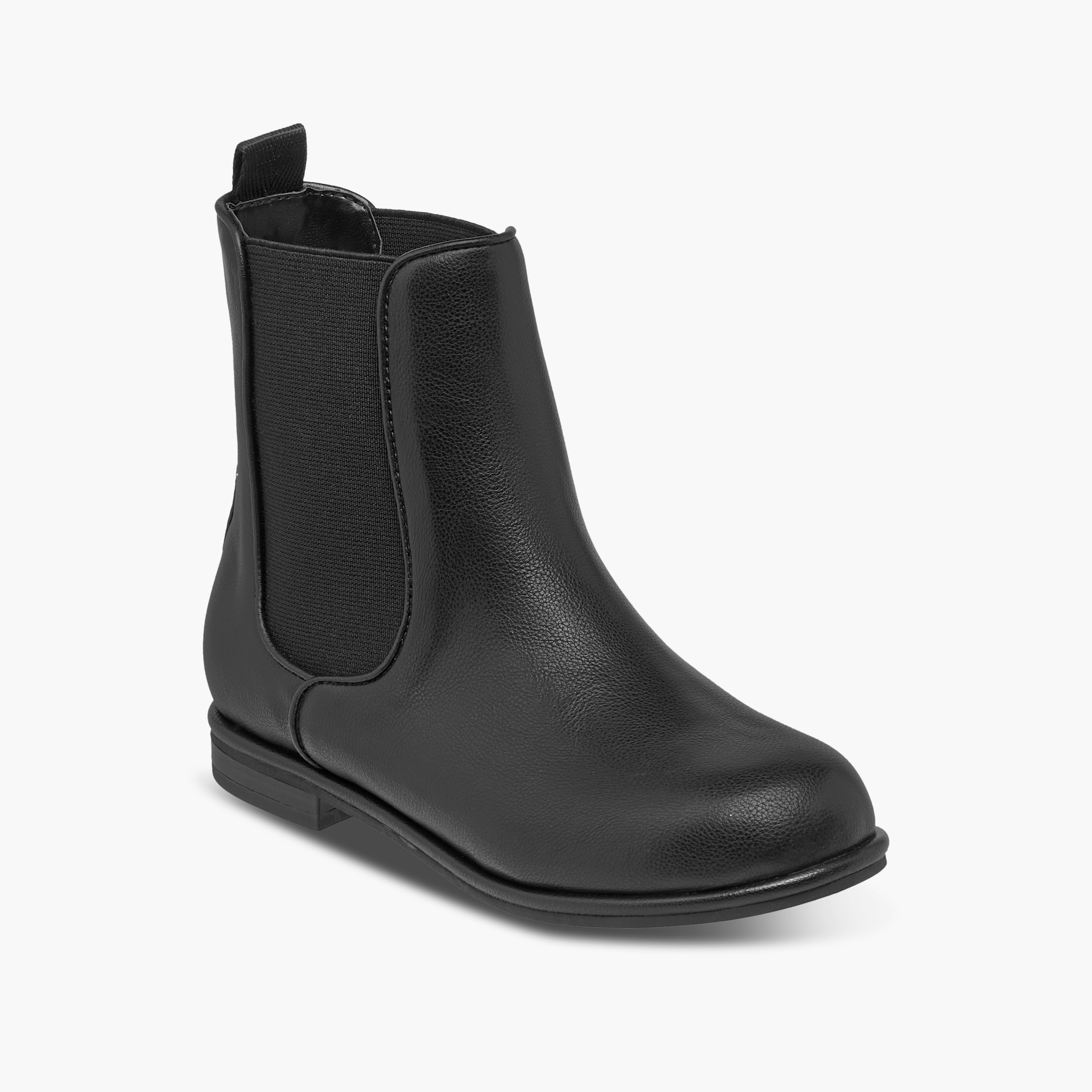 Little Missy Solid High Cut Slip-On Boots with Pull Tabs-girls-shoes-boots-image-2