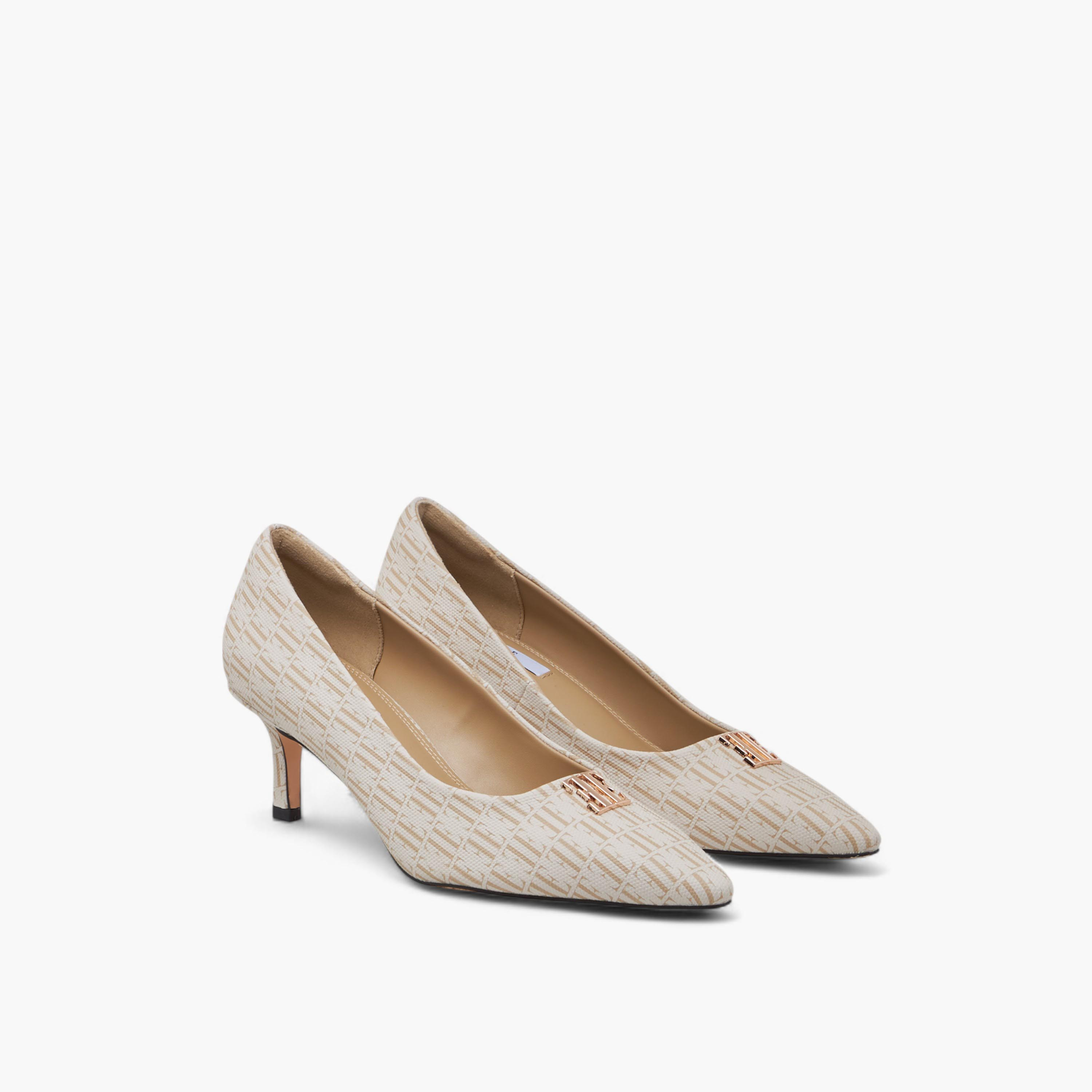 Elle Women's Monogram Print Slip-On Pumps with Kitten Heels-women-shoes-heels-image-1