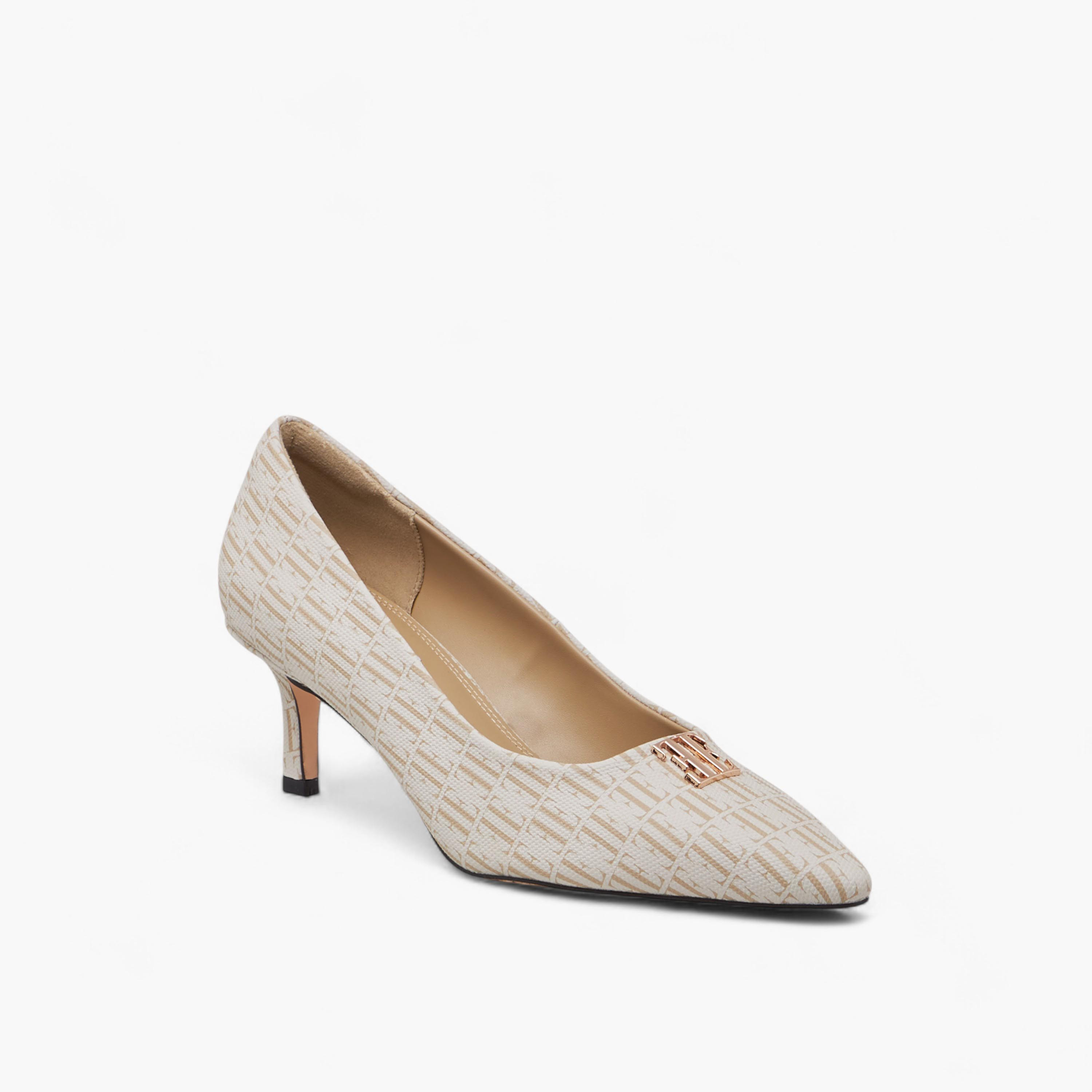 Elle Women's Monogram Print Slip-On Pumps with Kitten Heels-women-shoes-heels-image-3