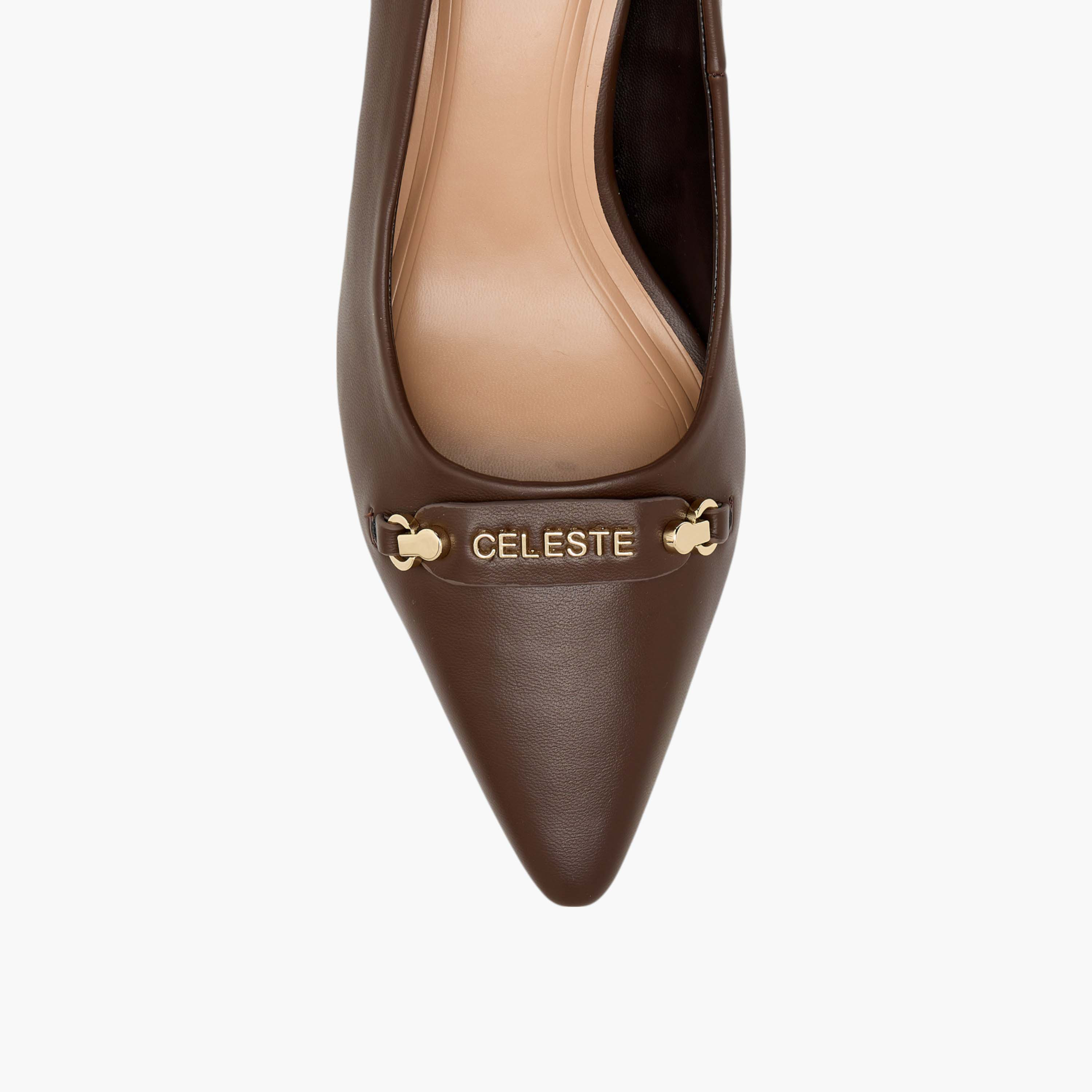 Celeste Women's Metal Accent Pointed Toe Pumps with Kitten Heels-women-shoes-heels-image-4
