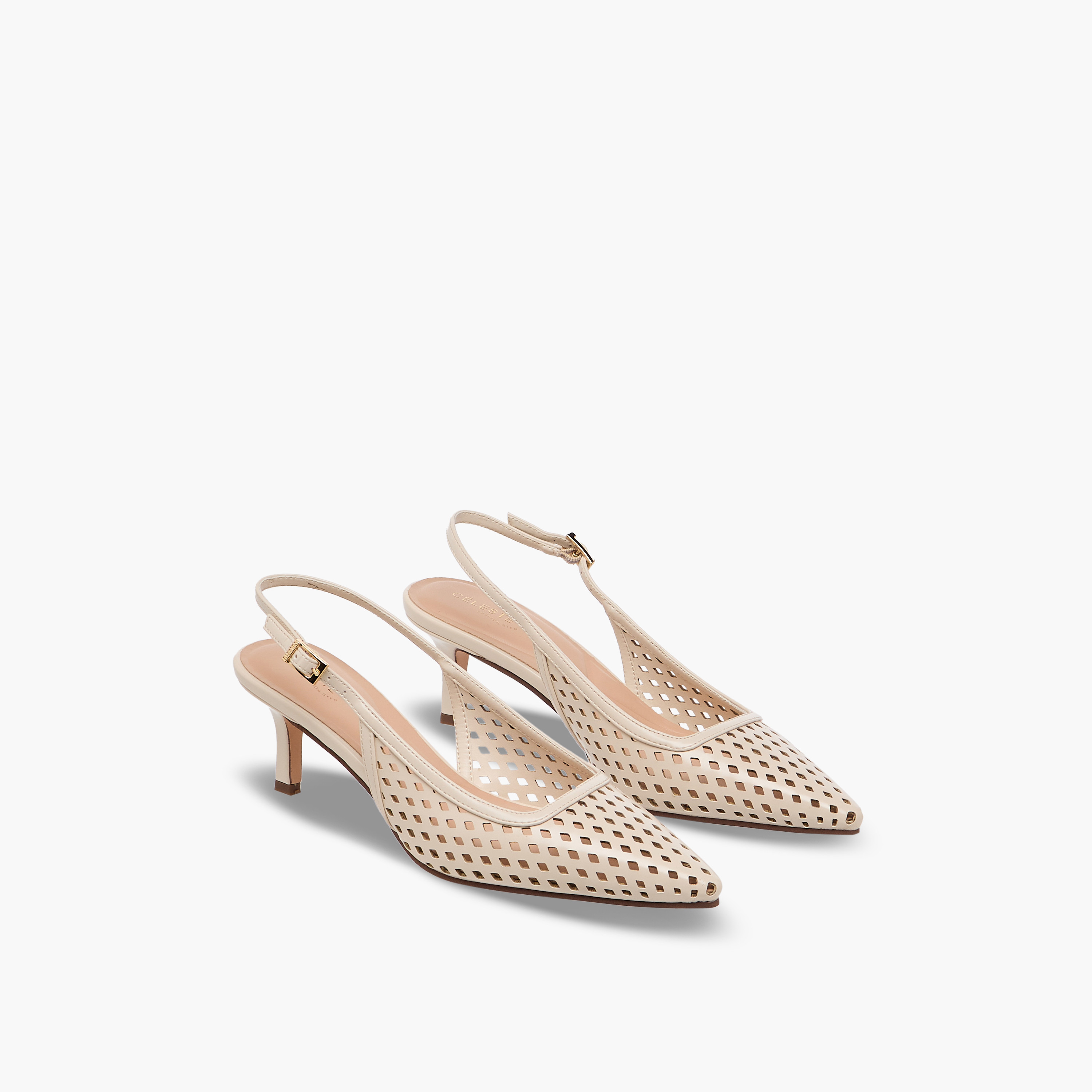حذاء بحزام خلفي وتفاصيل مفرغة بالليزر وكعب صغير للنساء من سيليست-women-shoes-heels-image-1