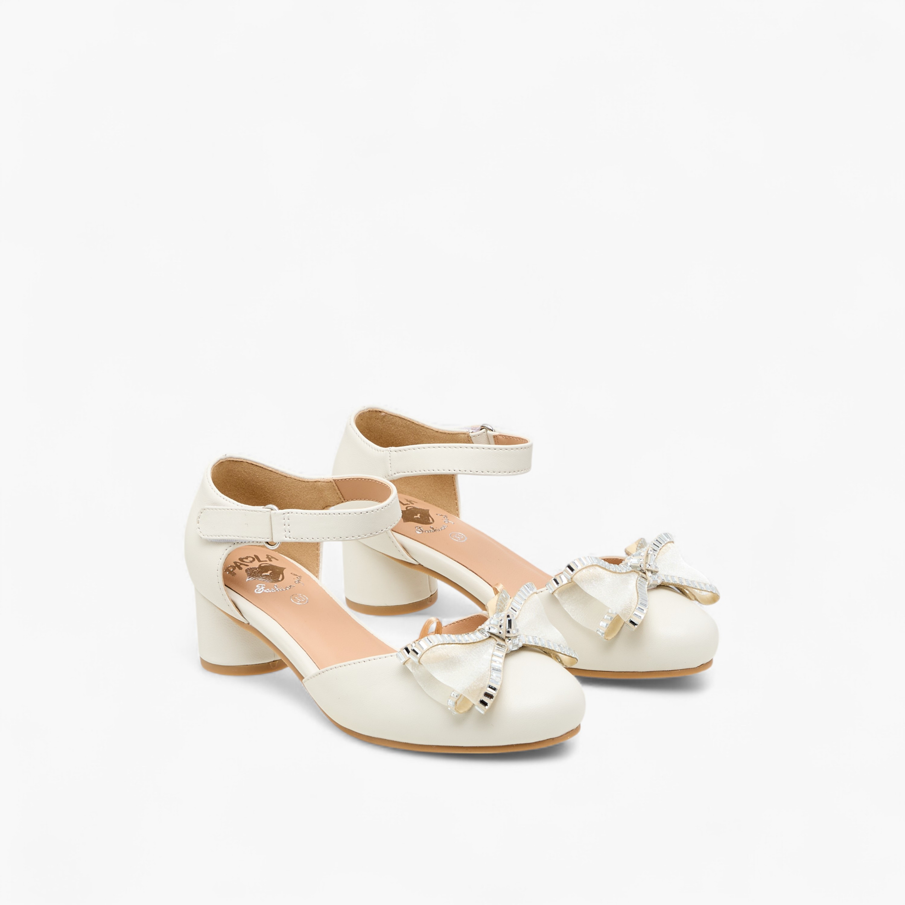 Pablosky Girls' Bow Embellished Sandals with Hook and Loop Closure-girls-shoes-sandals-image-1