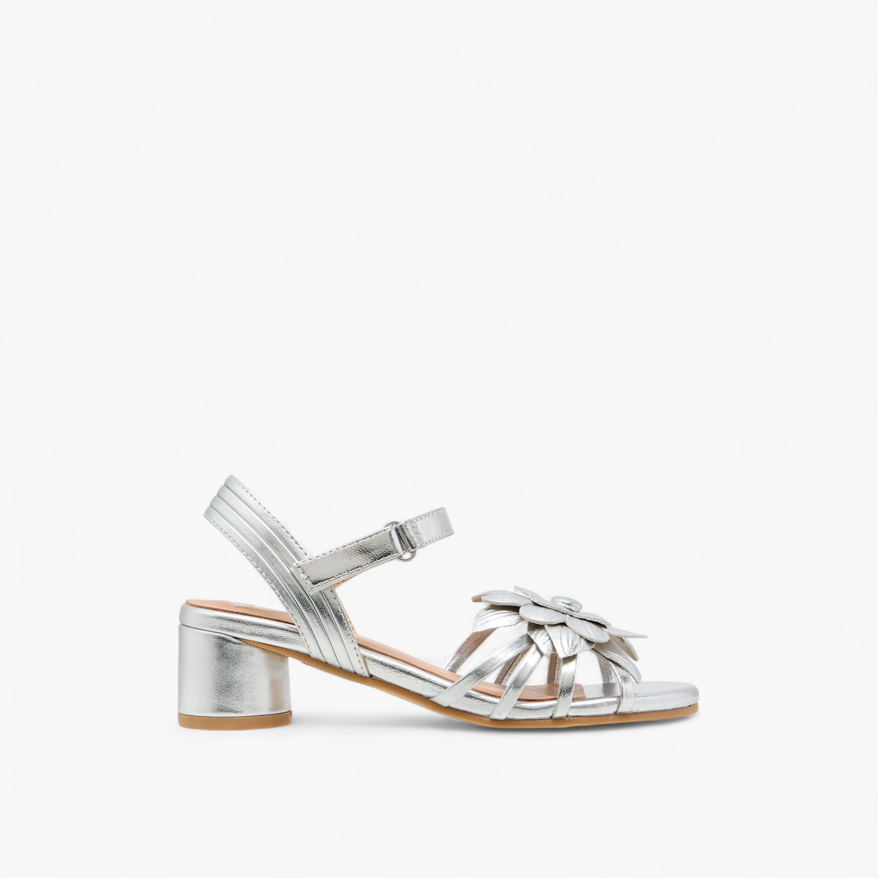 Pablosky Girls' Floral Accent Block Heeled Sandals with Hook and Loop Closure-girls-shoes-sandals-image-3