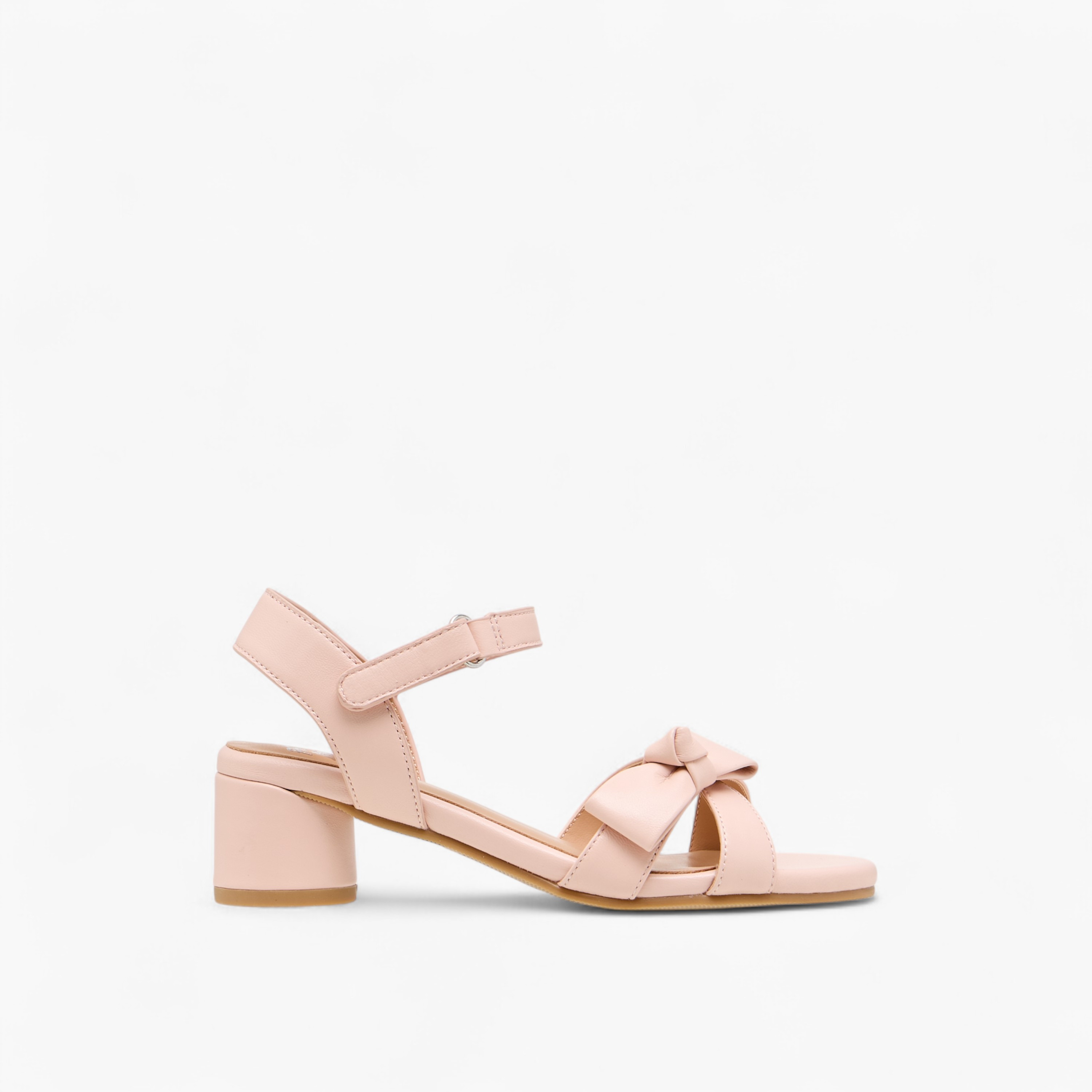 Pablosky Girls' Bow Detail Block Heeled Sandals with Hook and Loop Closure-girls-shoes-sandals-image-3