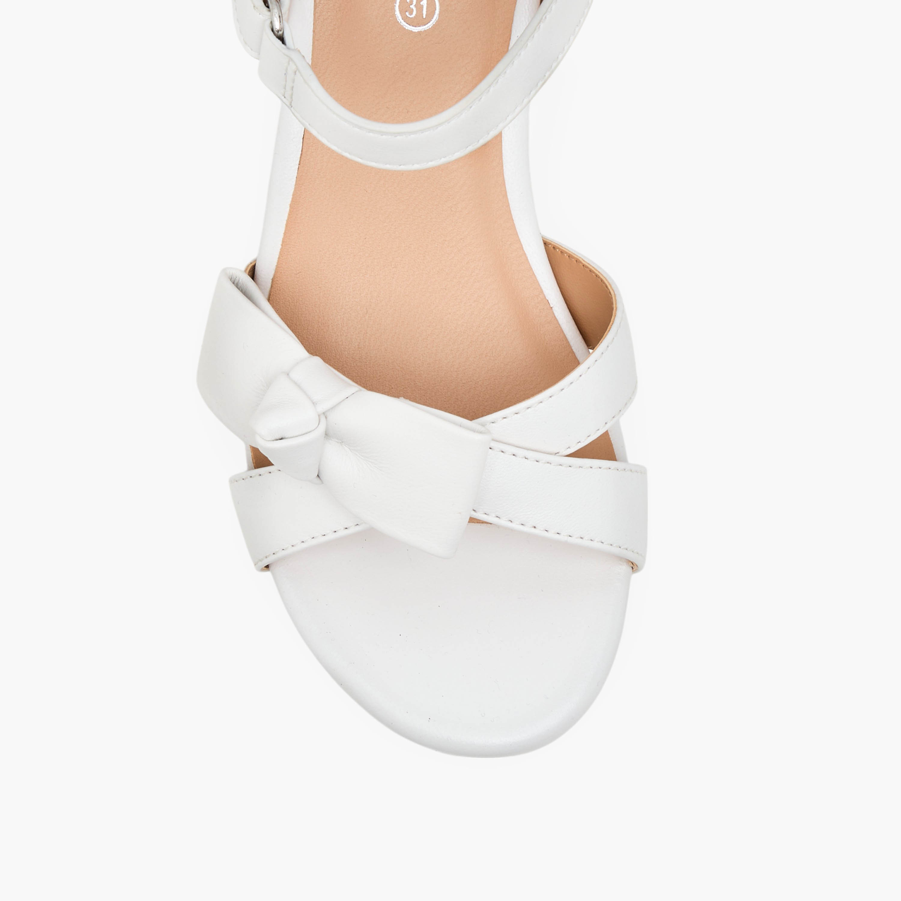 Pablosky Girls' Bow Detail Block Heeled Sandals with Hook and Loop Closure-girls-shoes-sandals-image-4