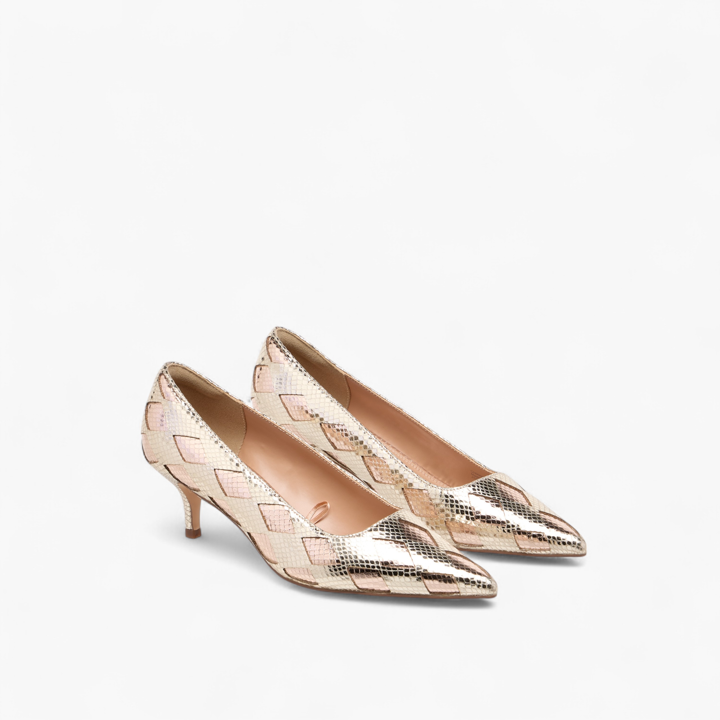 Elle Women's Textured Pointed Toe Pumps with Kitten Heels-women-shoes-heels-image-1