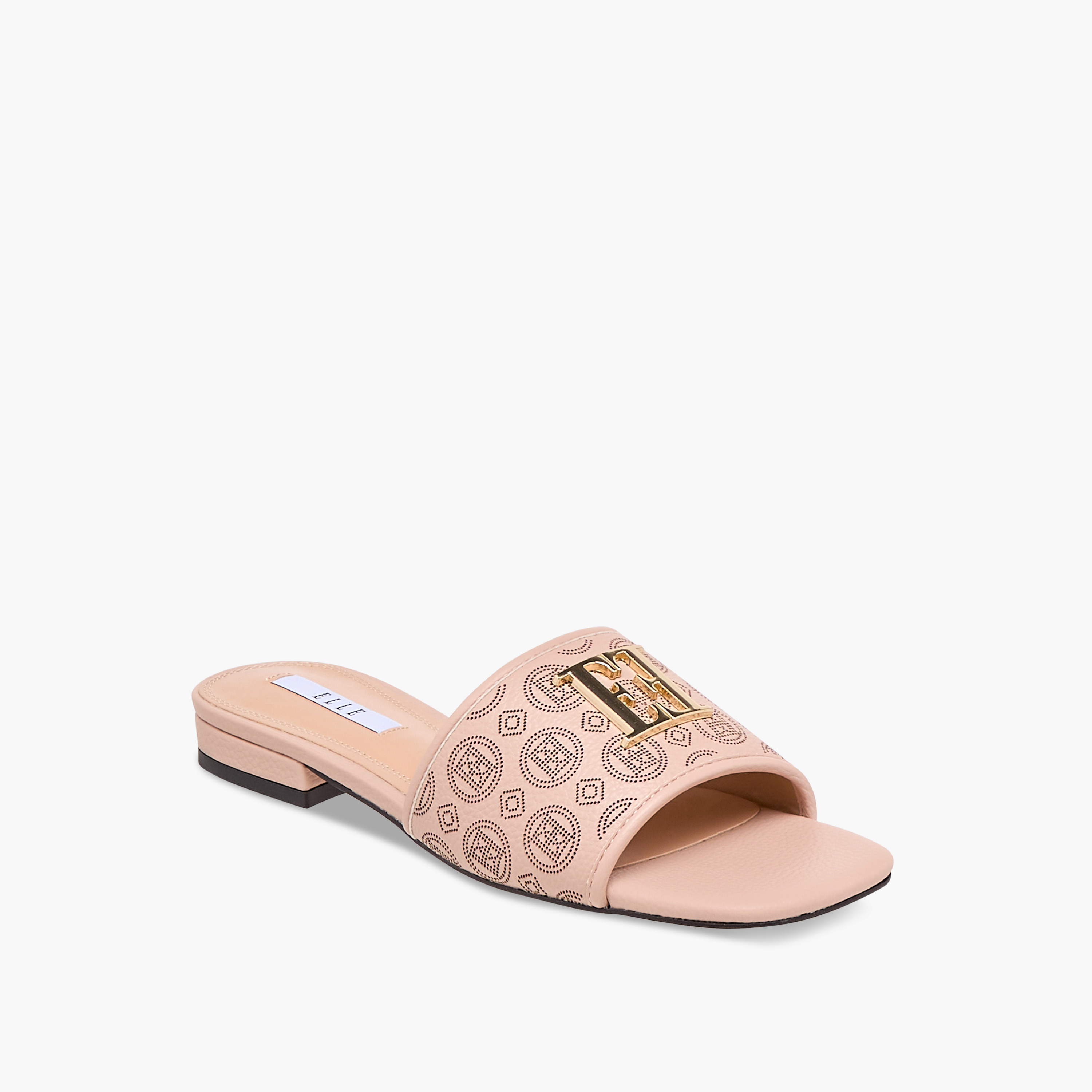 Elle Women's Laser Cut Detail Slip-On Flat Sandals-women-shoes-flats-sandals-image-2