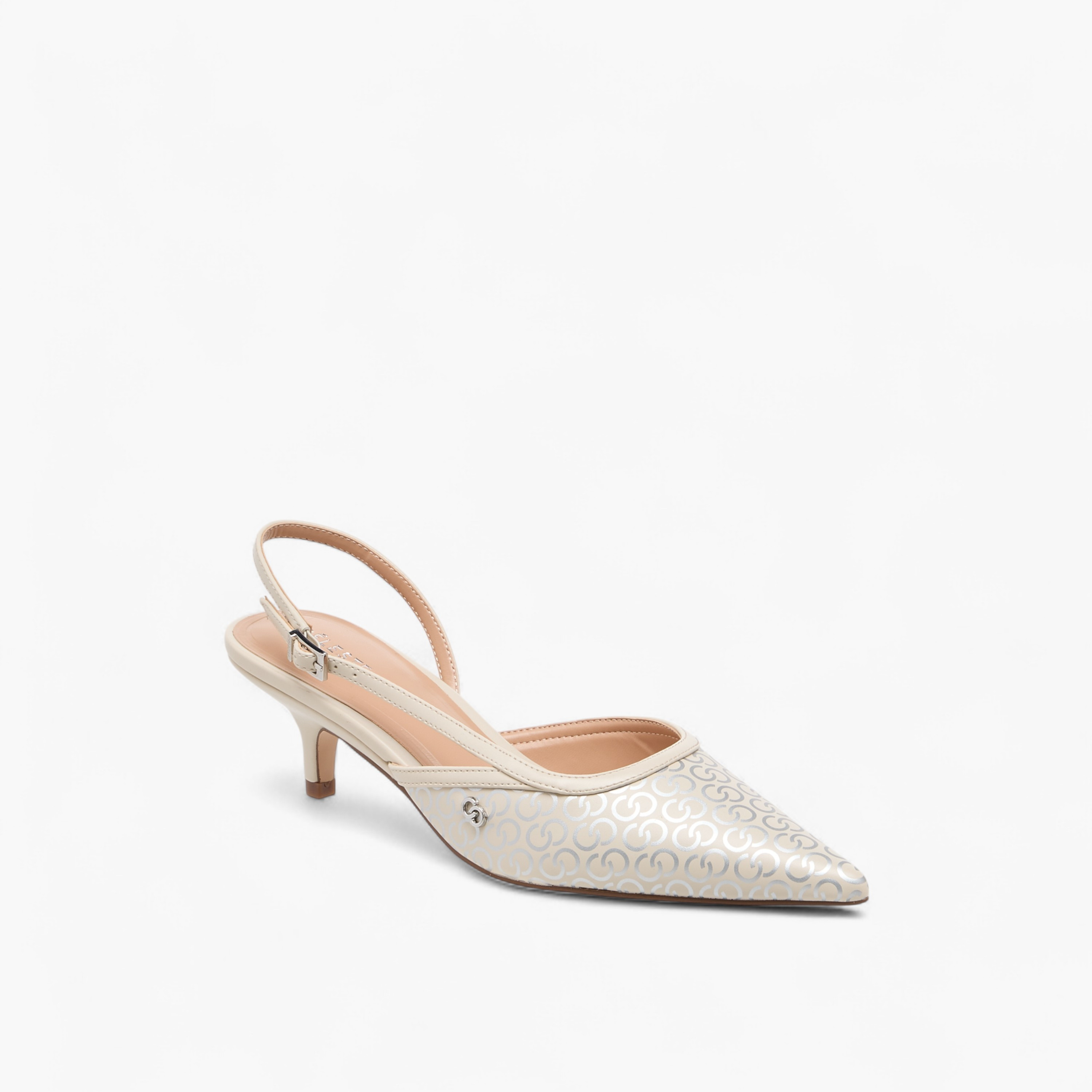 Celeste Women's Monogram Print Kitten Heel Shoes with Buckle Closure-women-shoes-heels-image-2