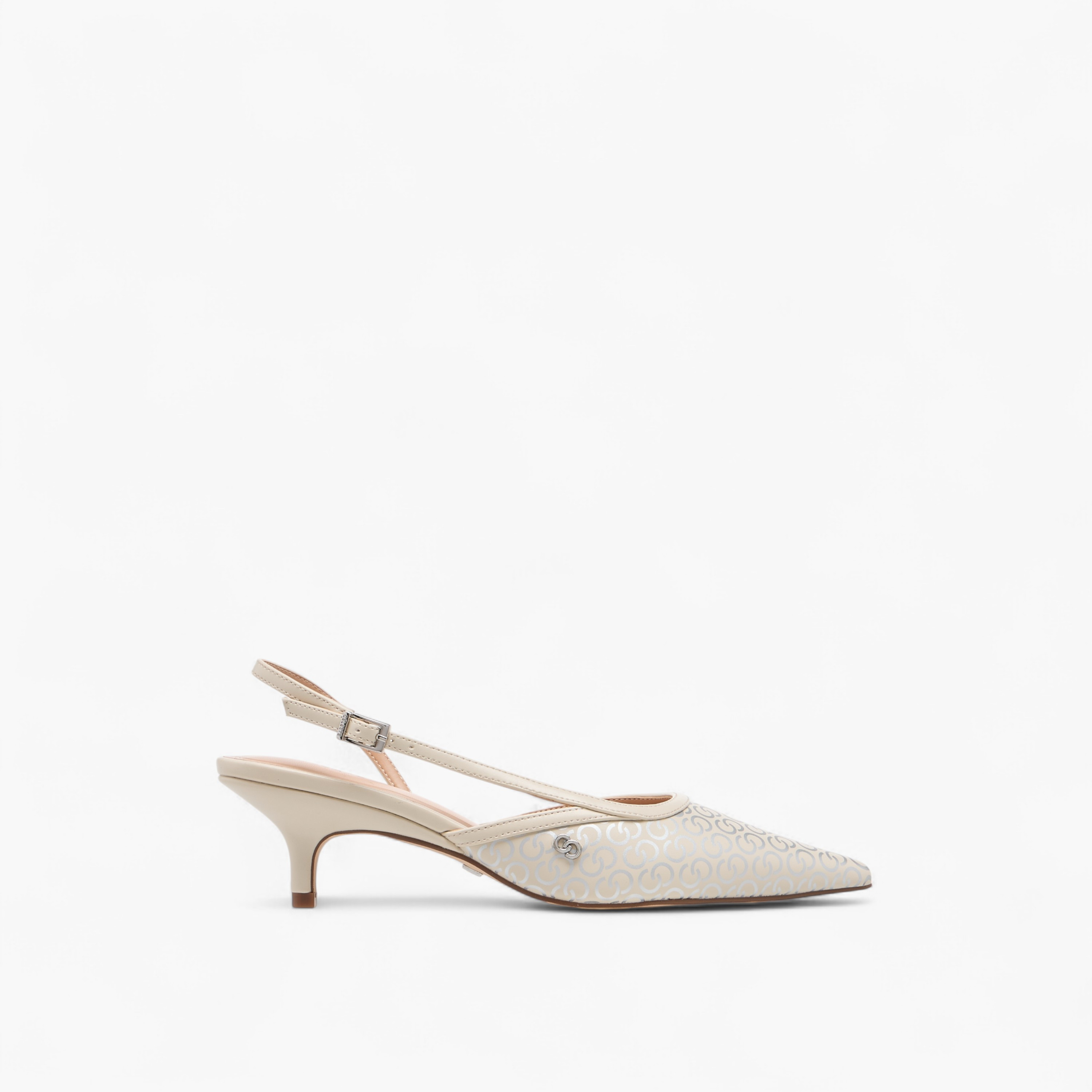 Celeste Women's Monogram Print Kitten Heel Shoes with Buckle Closure-women-shoes-heels-image-3