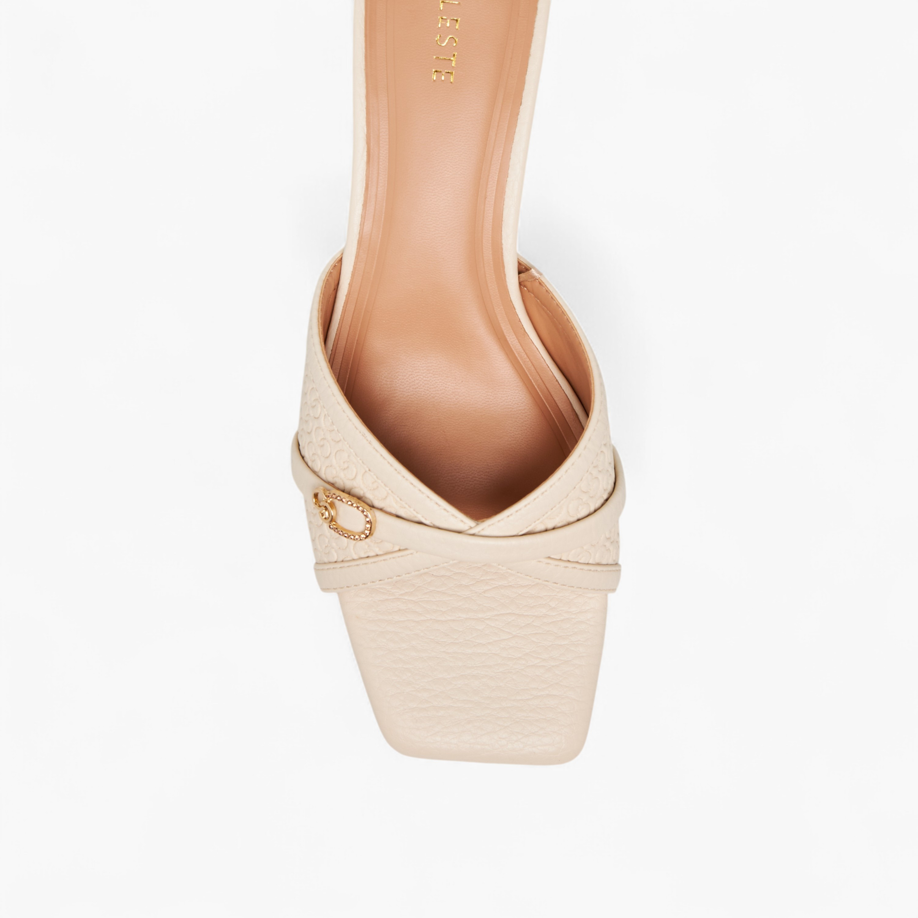Celeste Women's Monogram Embossed Slip-On Sandals with Kitten Heels-women-shoes-sandals-heeled-image-4