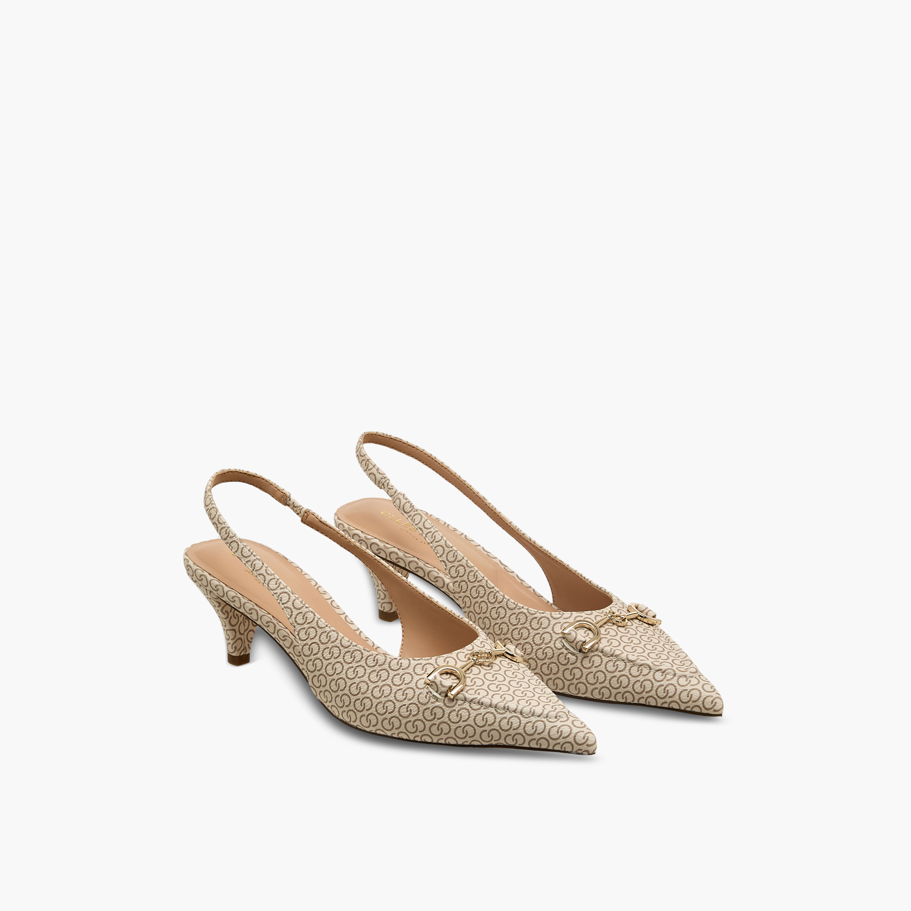 Celeste Women Monogram Print Kitten Heel Slingback Shoes-women-shoes-heels-image-1