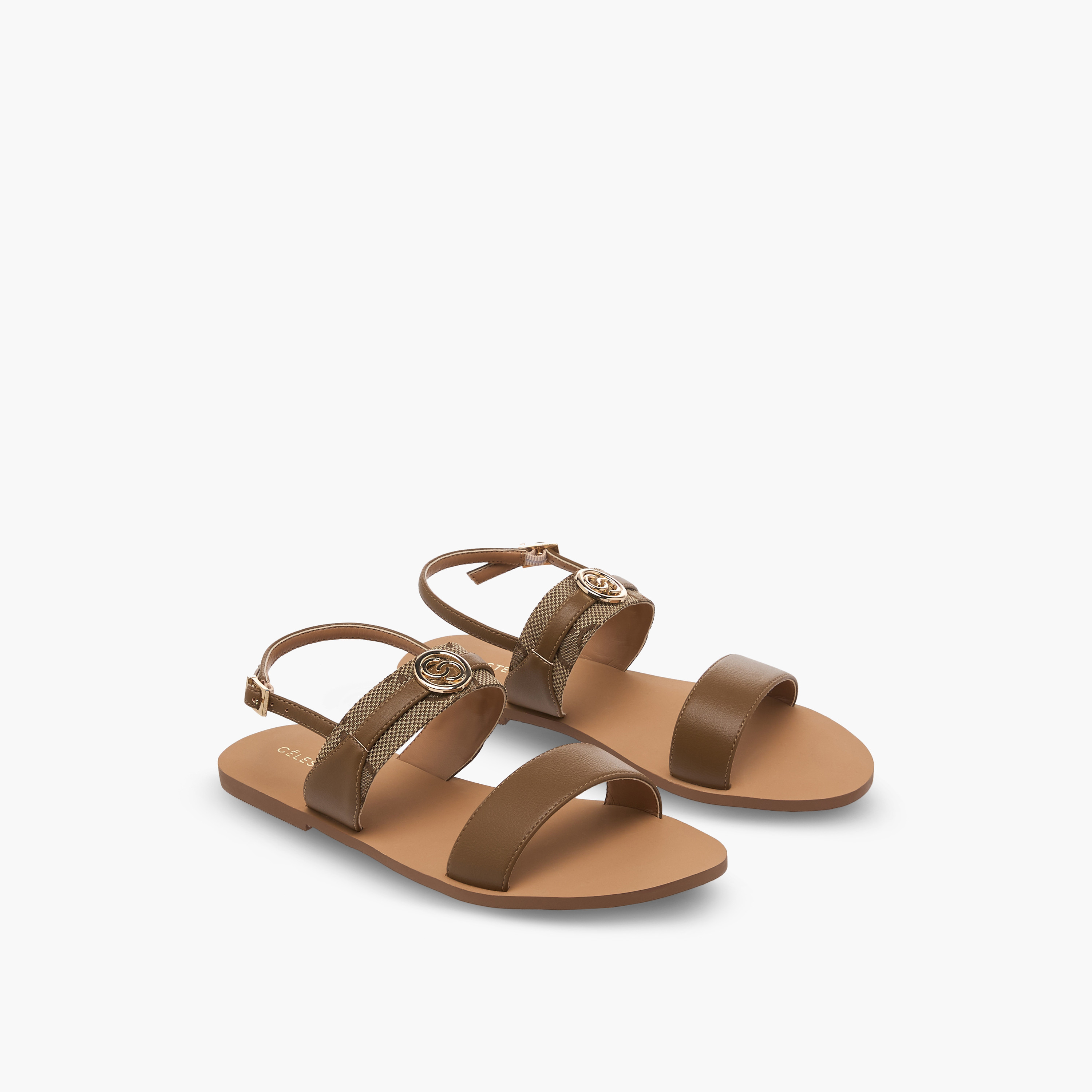 Celeste Women Printed Buckle Closure Sandals-women-shoes-flats-sandals-image-1