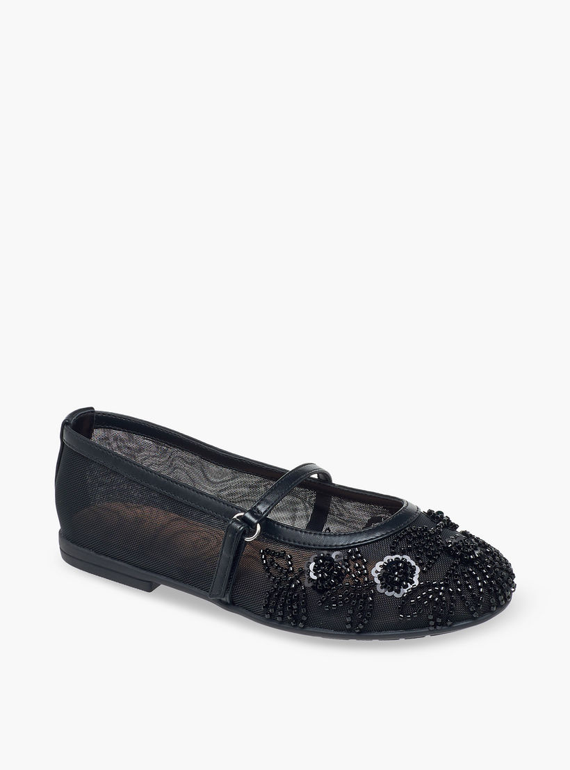 Celeste Girls Bead Embellished Mary Jane Shoes-girls-shoes-maryjanes-image-2