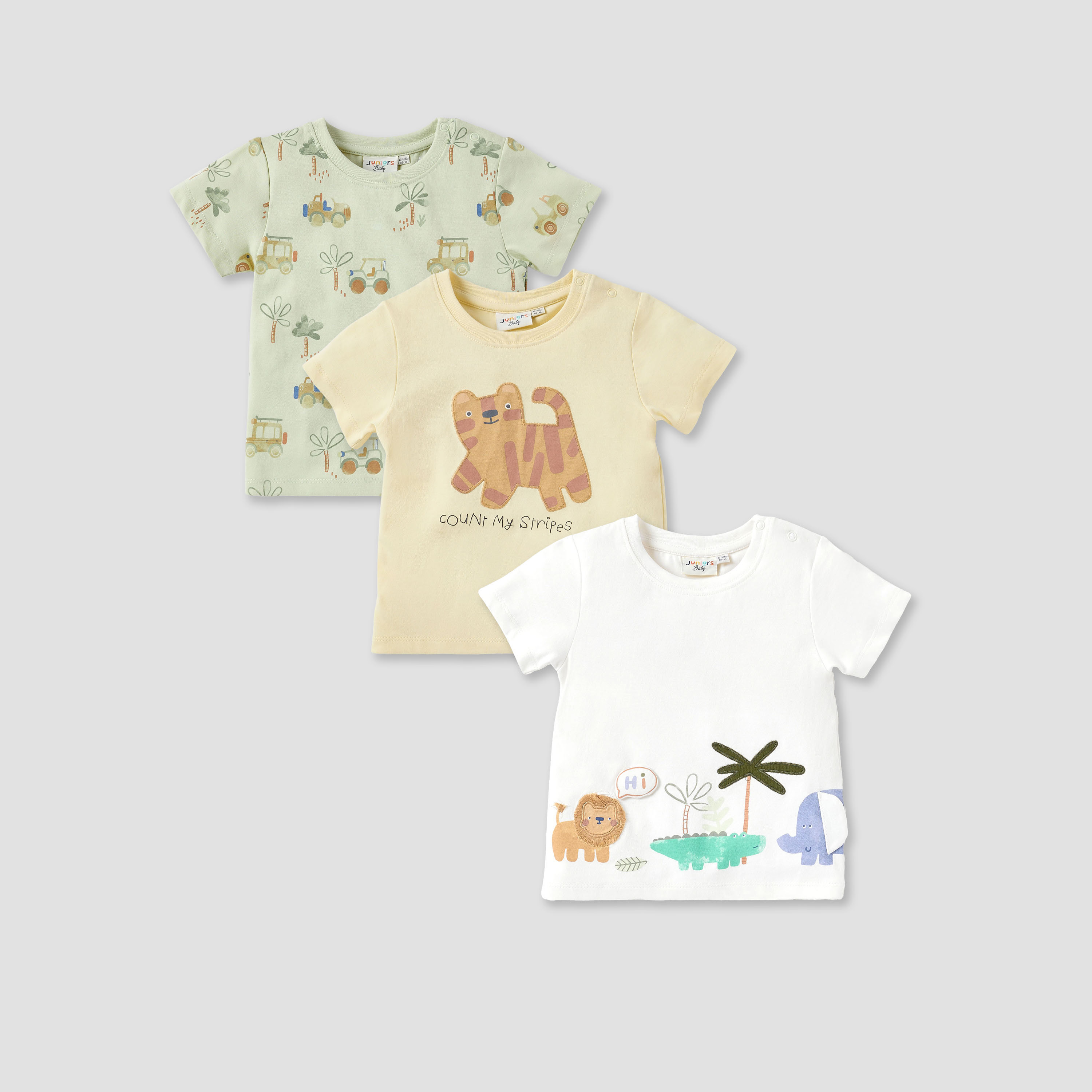 Juniors Animal Print T-shirt with Short Sleeves - Set of 3-baby-boys-clothing-multipacks-image-1