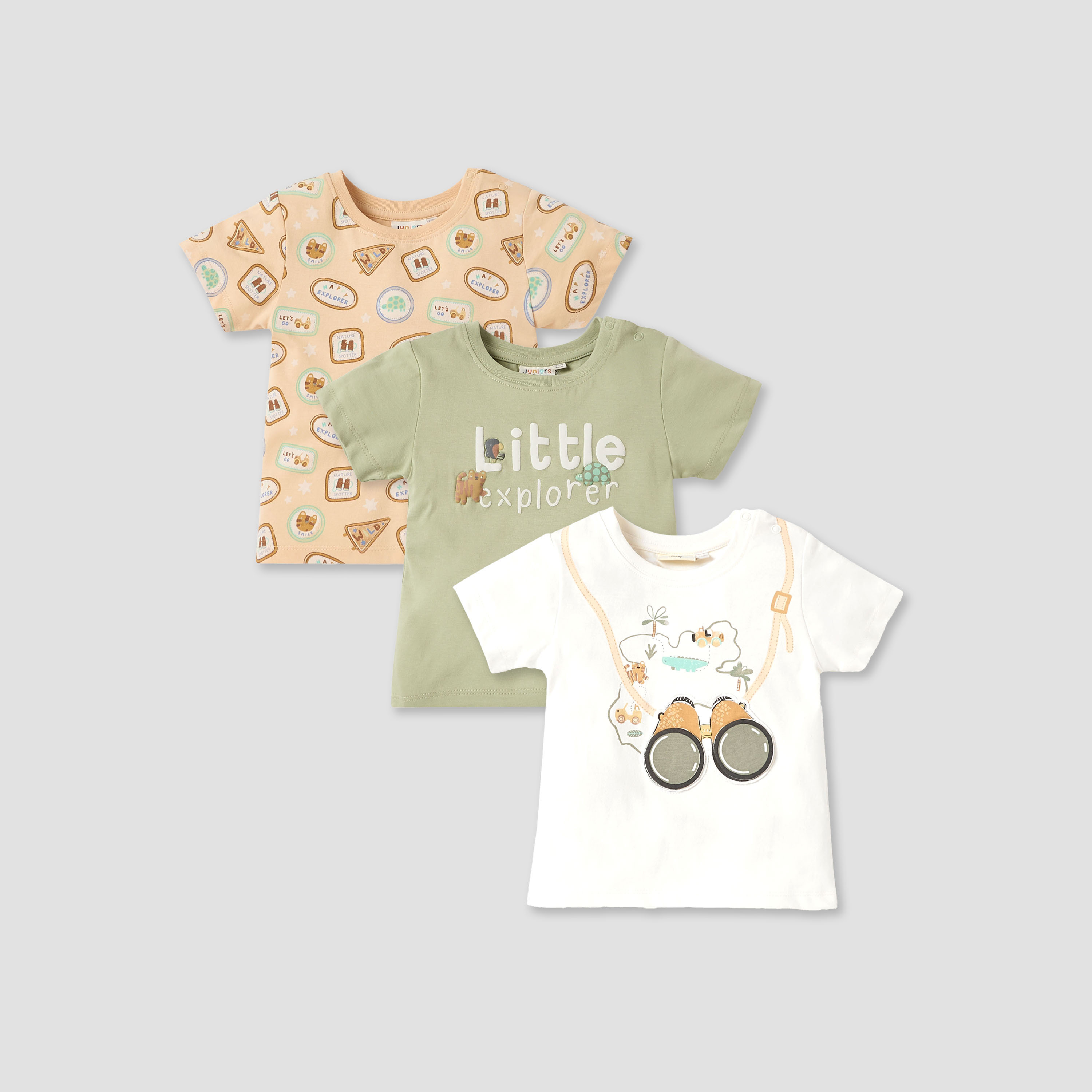 Juniors Graphic Print T-shirt Short Sleeves and Button Closure - Set of 3-baby-boys-clothing-multipacks-image-1