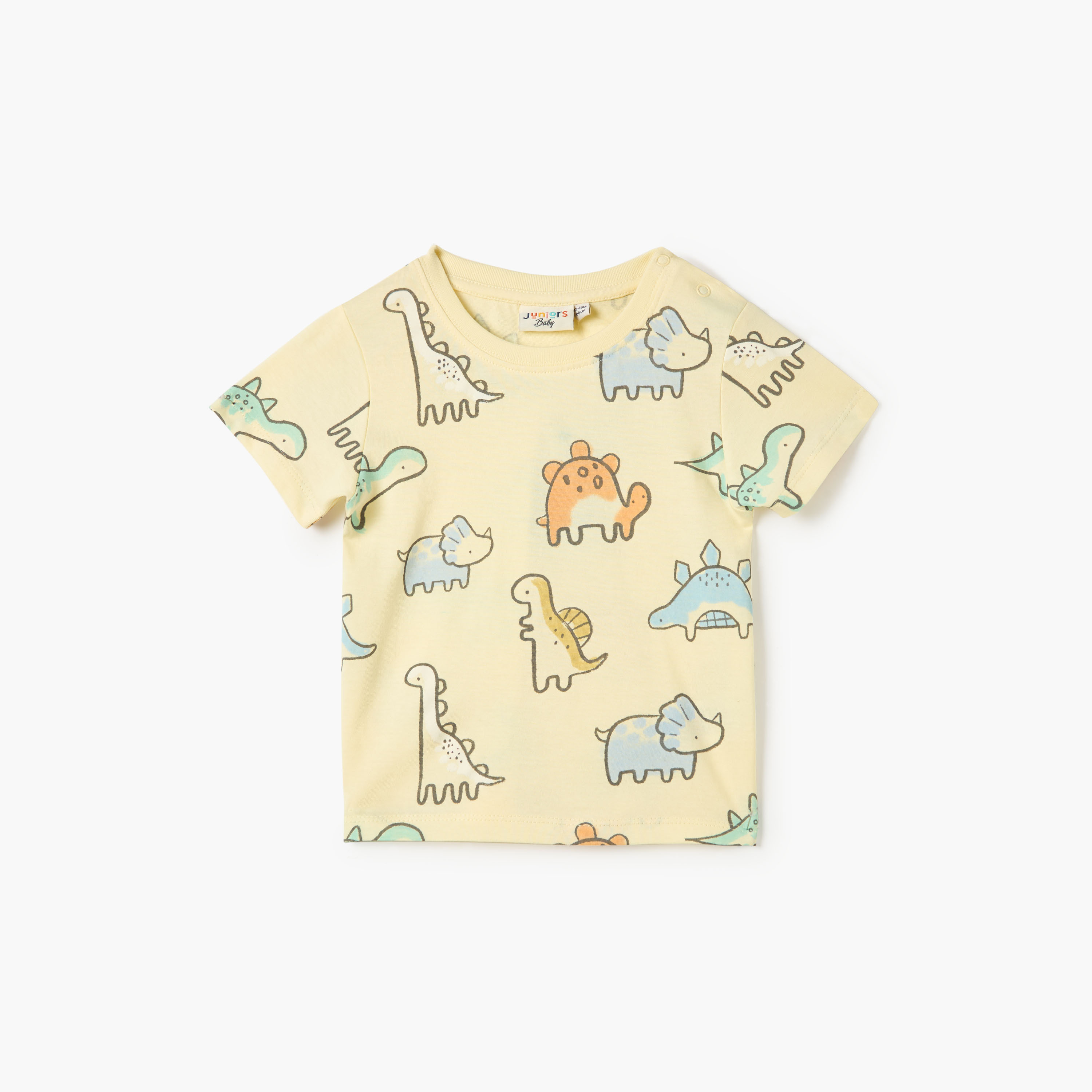 Juniors Dino Print T-shirt Short Sleeves and Button Closure-baby-boys-clothing-tshirtsandpolos-image-1