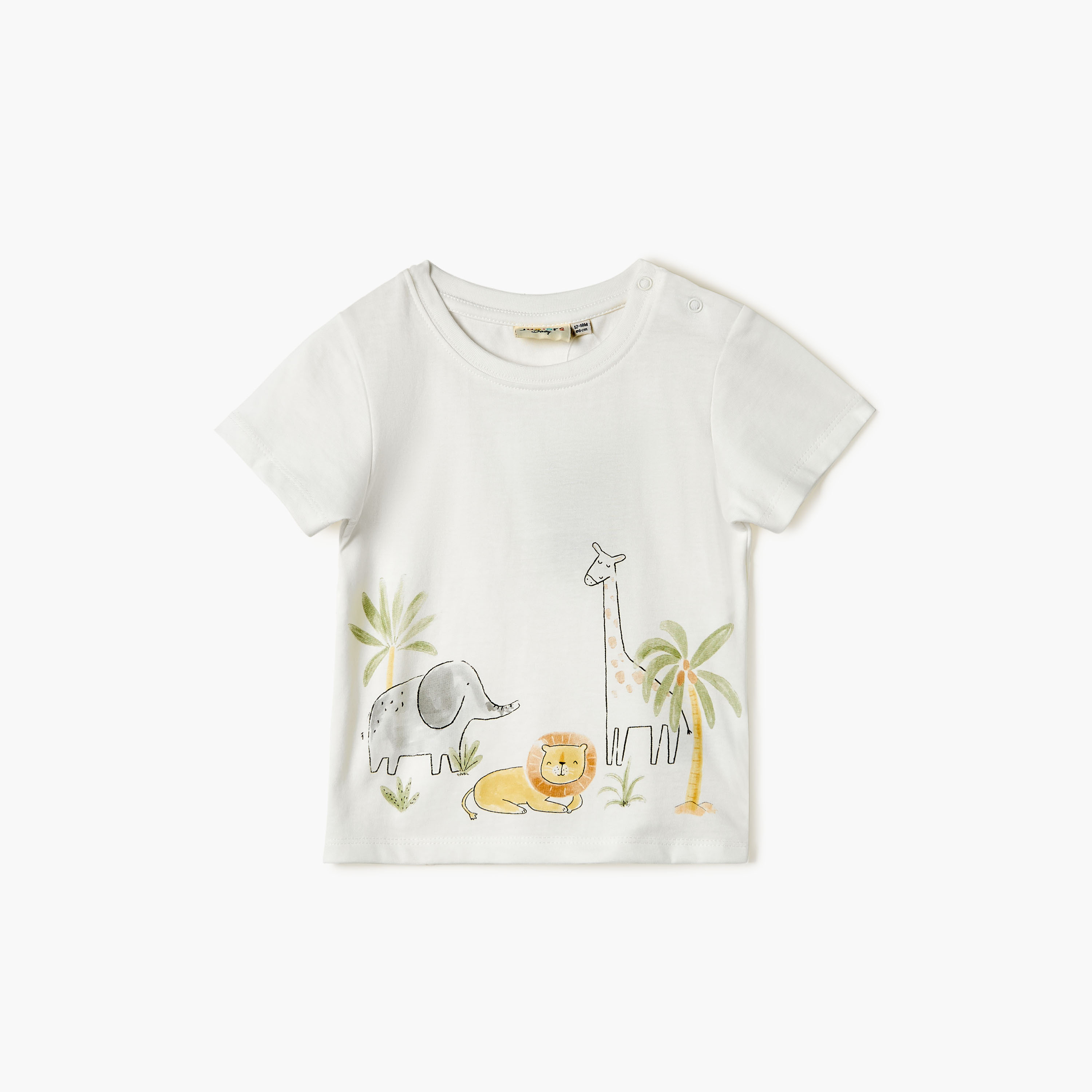 Juniors Animal Print T-shirt with Short Sleeves and Button Closure-baby-boys-clothing-tshirtsandpolos-image-1