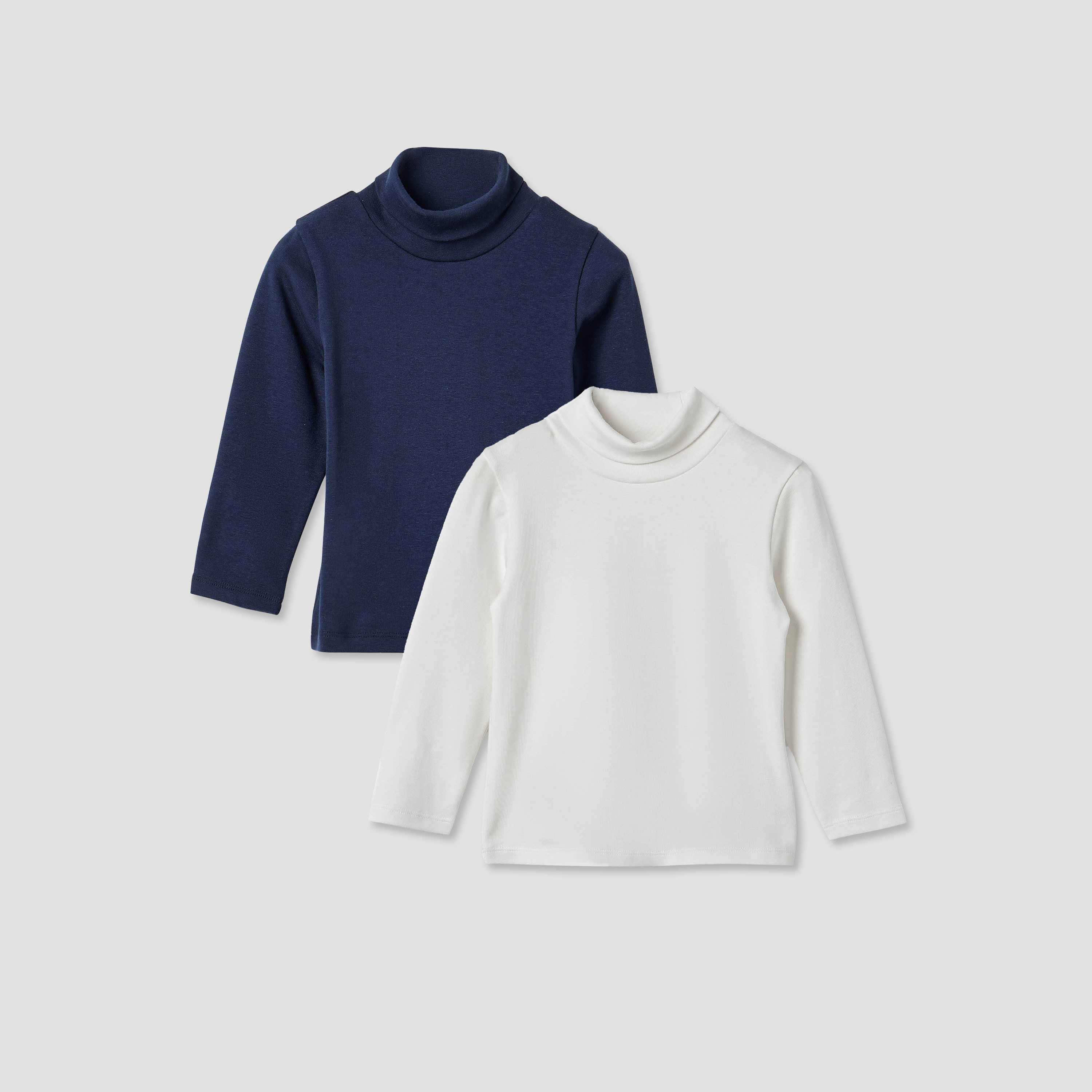 Juniors Solid Turtle Neck T-shirt with Long Sleeves - Set of 2-baby-boys-clothing-tshirtsandpolos-image-1