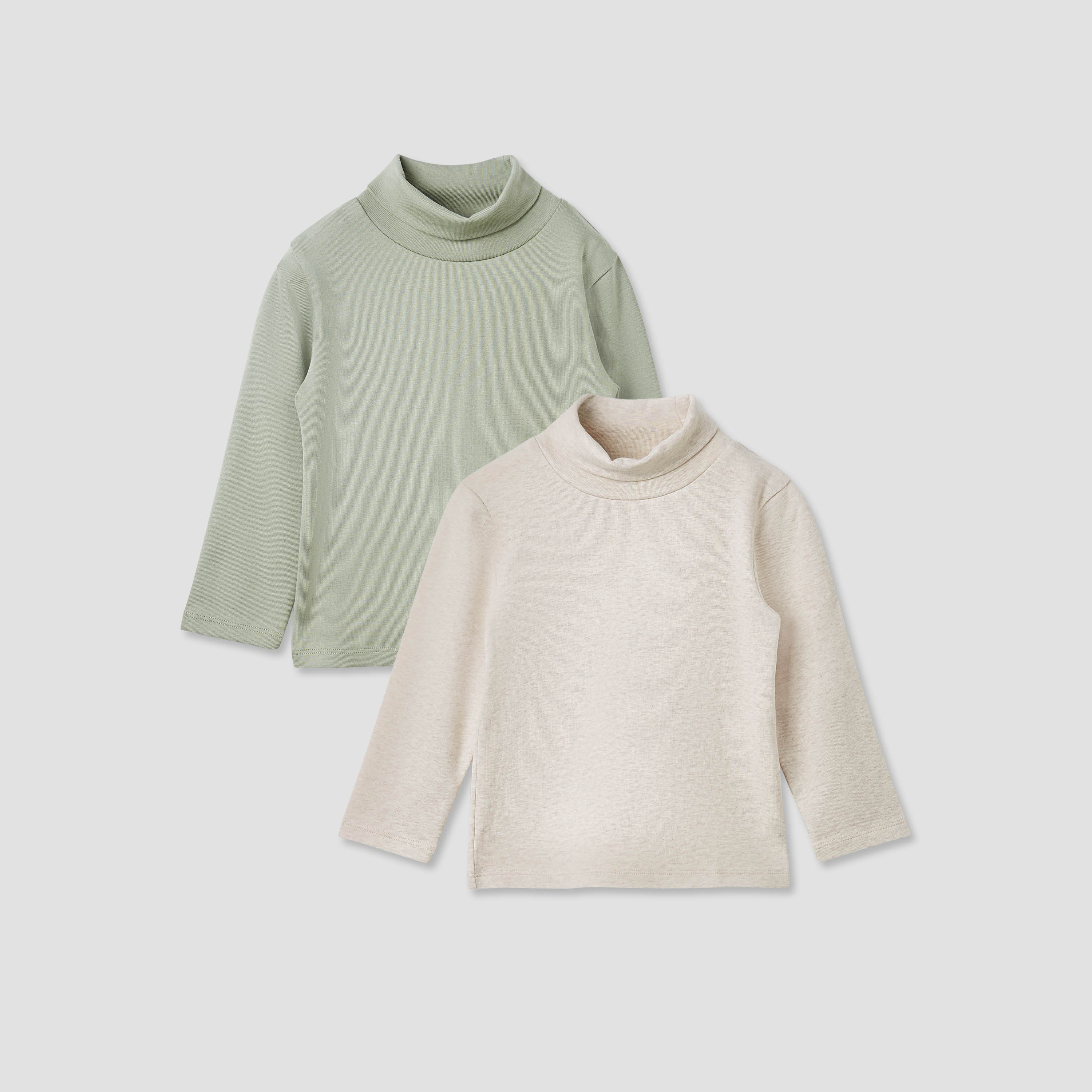 Juniors Solid Turtle Neck T-shirt with Long Sleeves - Set of 2-baby-boys-clothing-tshirtsandpolos-image-1