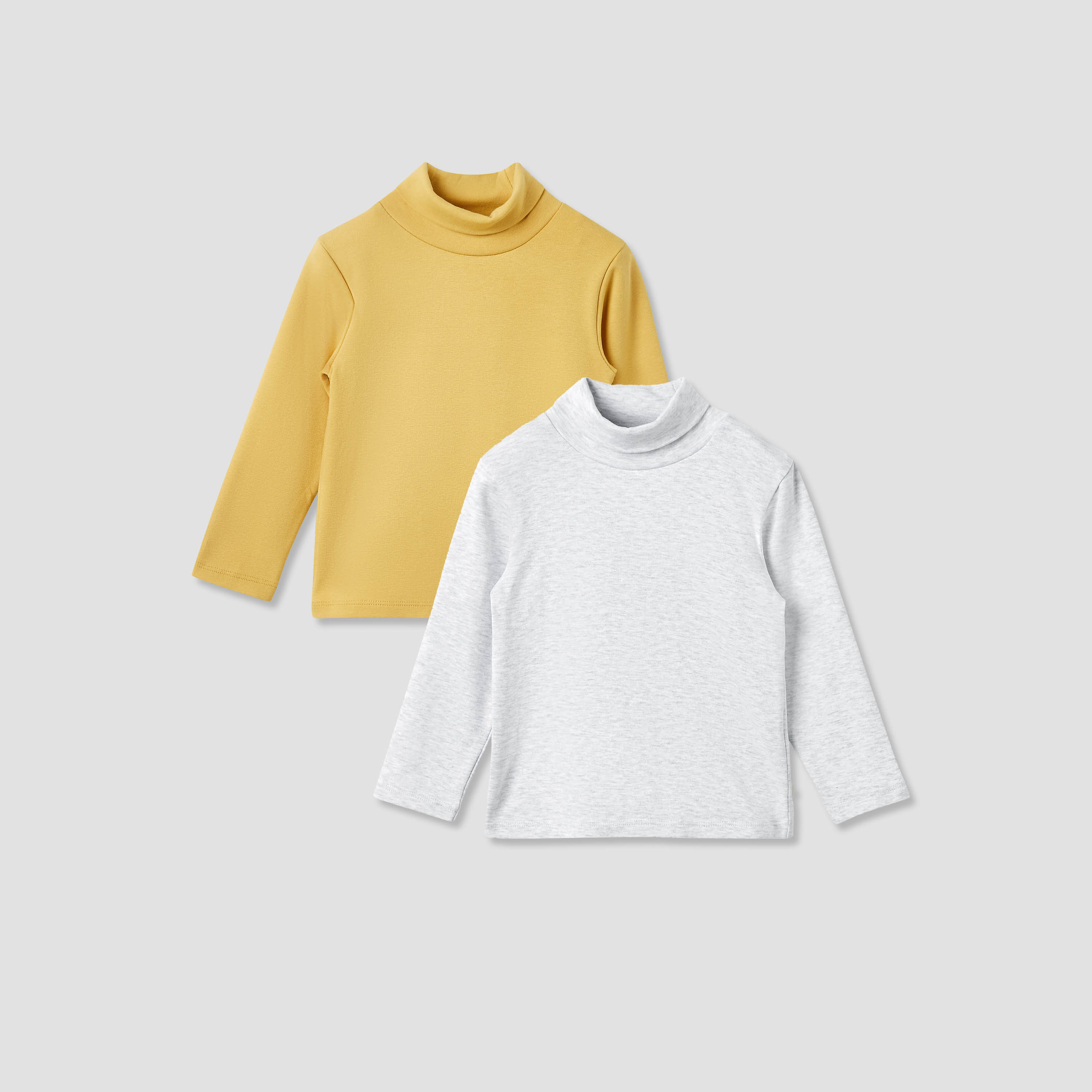 Juniors Solid Turtle Neck T-shirt with Long Sleeves - Set of 2-baby-boys-clothing-tshirtsandpolos-image-1