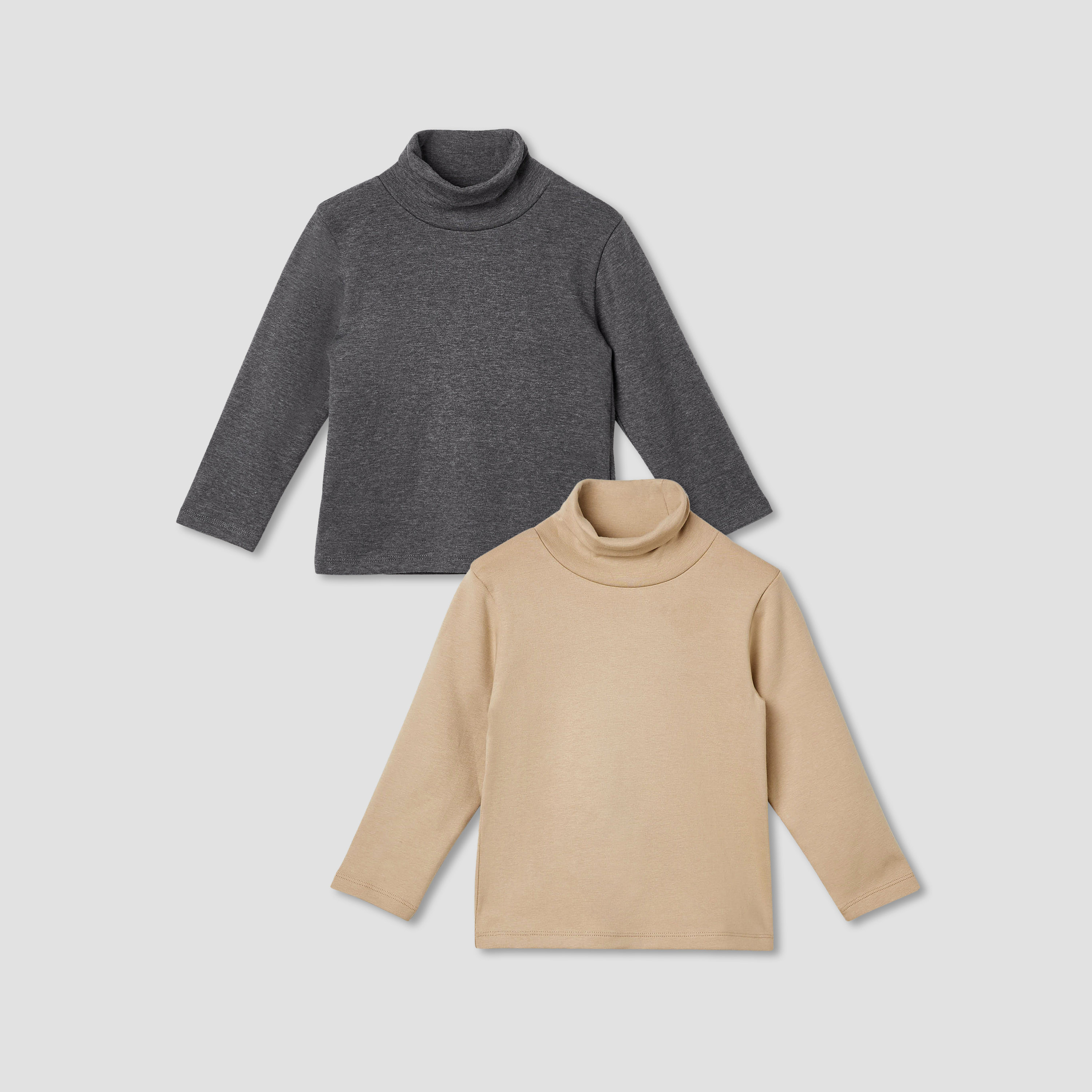 تيشيرتات سادة بياقة عالية وأكمام طويلة من جونيورز - طقم من قطعتين-baby-boys-clothing-tshirtsandpolos-image-1