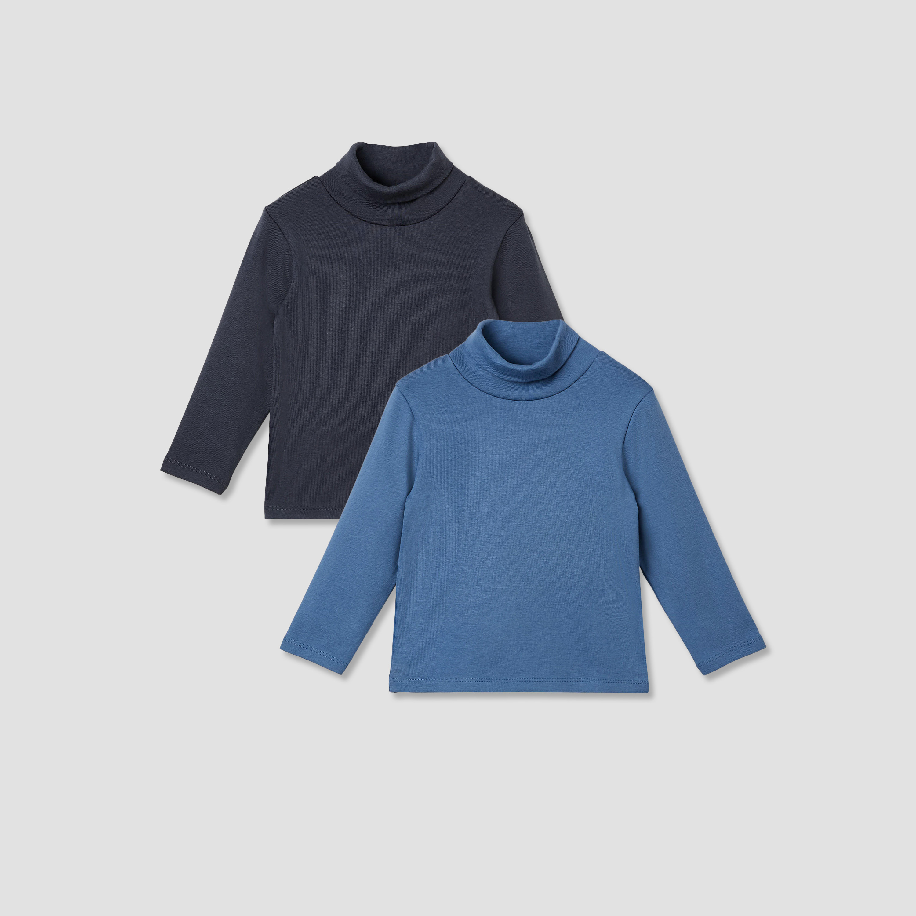 Juniors Solid Turtle Neck T-shirt with Long Sleeves - Set of 2-baby-boys-clothing-tshirtsandpolos-image-1